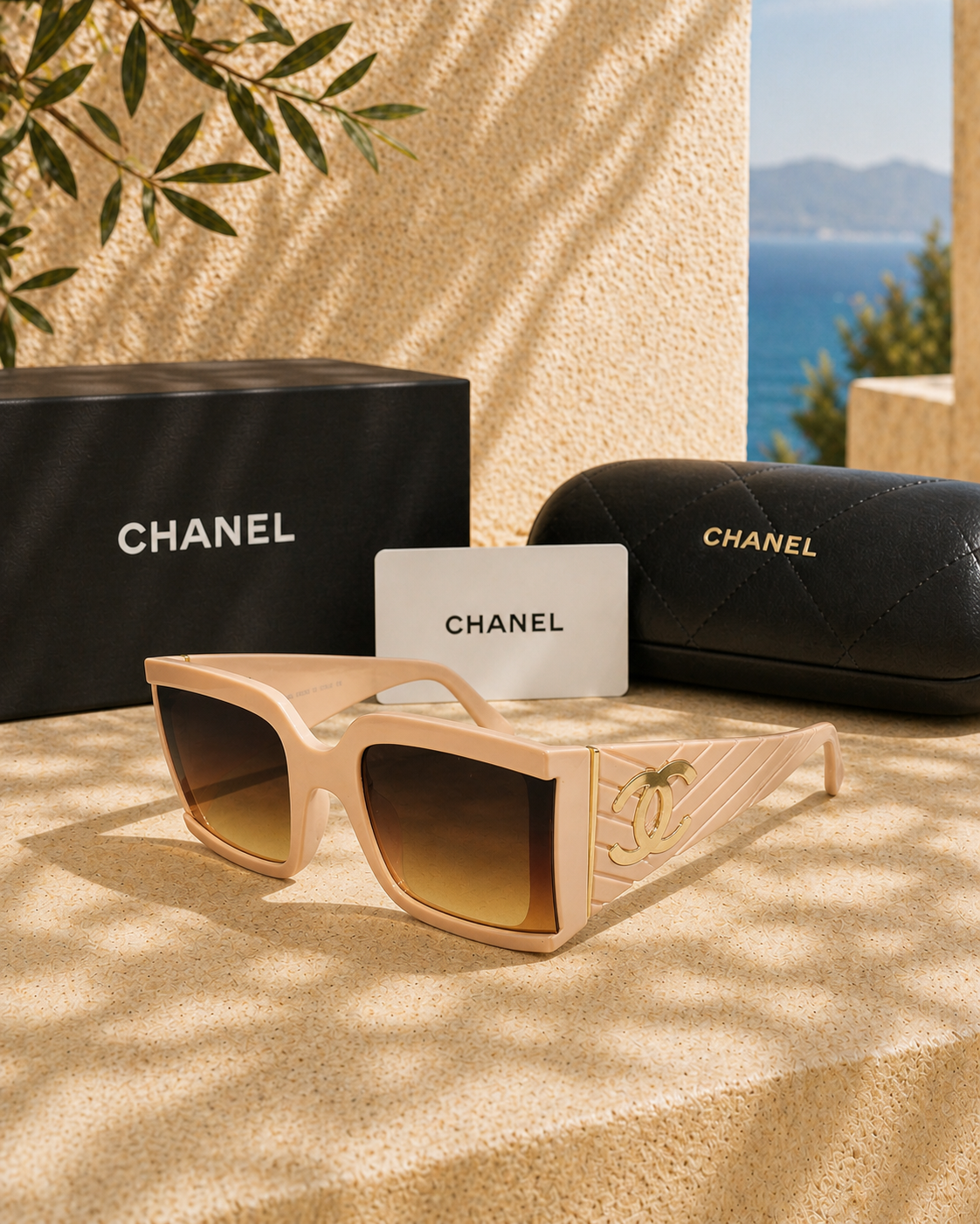 Chanel Chanel Kapitone Sap Detaylı Oversized Kare Kadın Güneş Gözlüğü