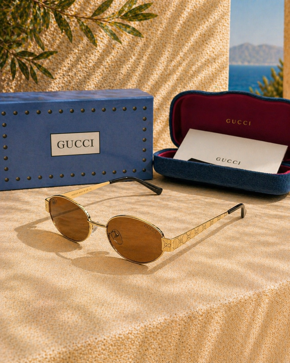Gucci Gucci GG 1854S 005 Kahverengi Camlı Oval Unisex Güneş Gözlüğü