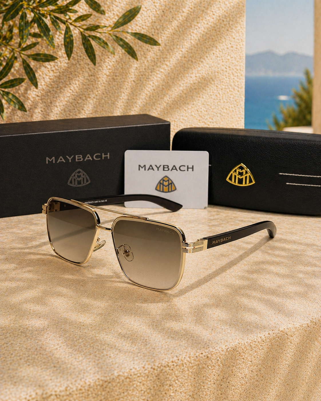 Mybach Maybach Altın Metal Çerçeveli Degrade Camlı Lüks Güneş Gözlüğü