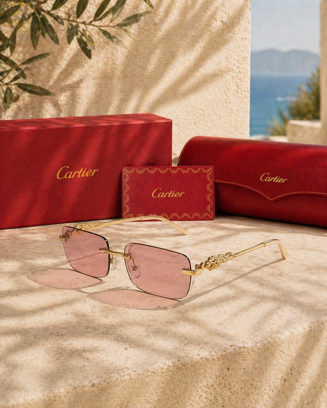 Cartier Cartier Panthère Rimless Dikdörtgen Güneş Gözlüğü