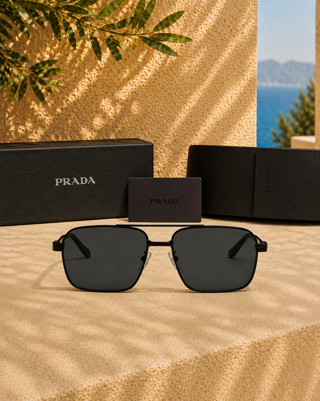 Prada PR A57S 1AB5Z1 Dikdörtgen Erkek Güneş Gözlüğü