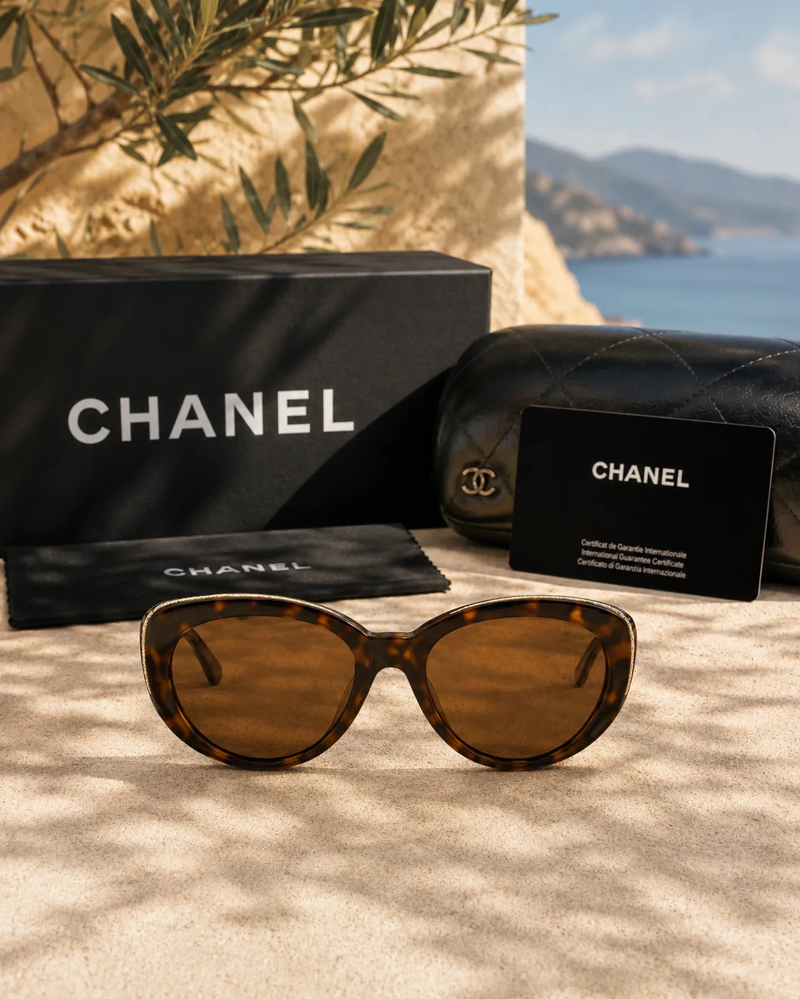 Chanel Chanel Cat-Eye Kaplumbağa Desenli Asetat Kadın Güneş Gözlüğü