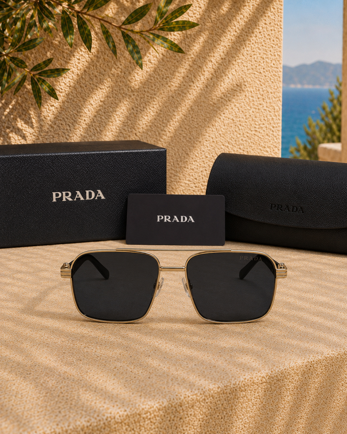 Prada Prada PR A57S / PR 67ZS Çift Köprülü Dikdörtgen Erkek Güneş Gözlüğü