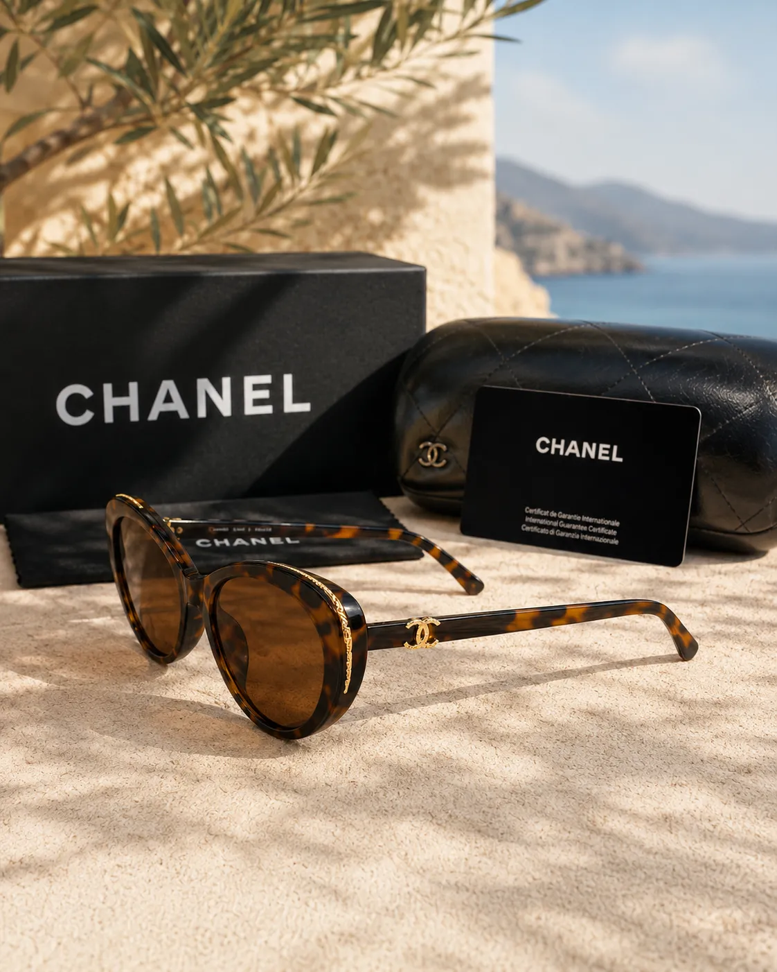 Chanel Chanel Cat-Eye Kaplumbağa Desenli Asetat Kadın Güneş Gözlüğü