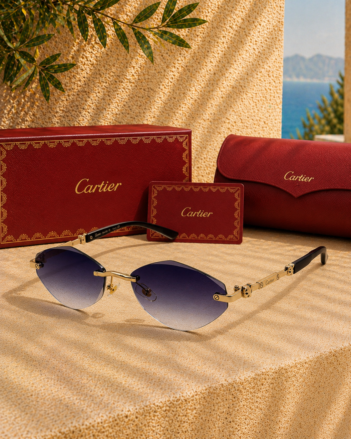 Cartier Cartier Panthère de Cartier Rimless Geometrik Unisex Güneş Gözlüğü