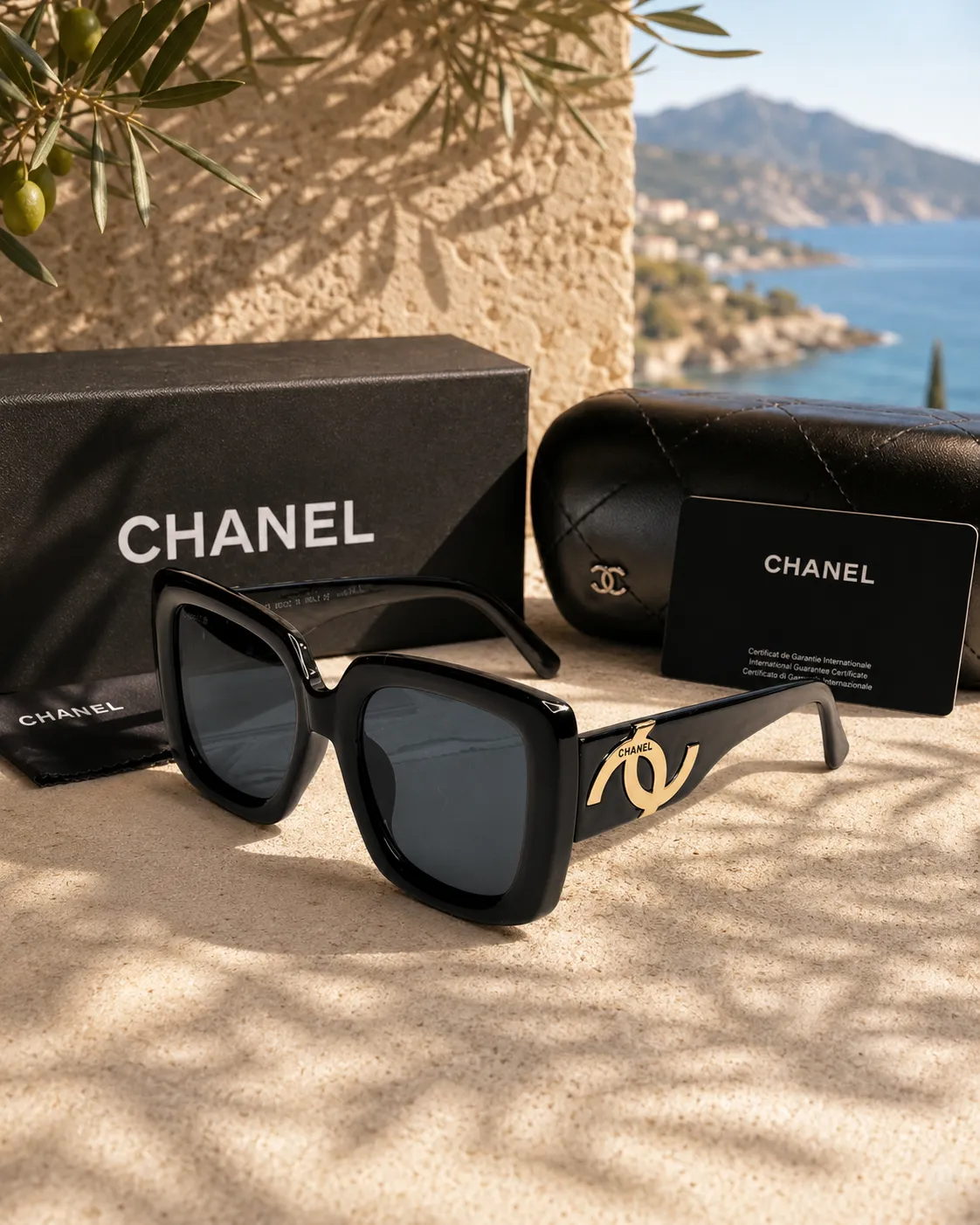 Chanel Chanel Siyah Asetat Kare Kadın Güneş Gözlüğü