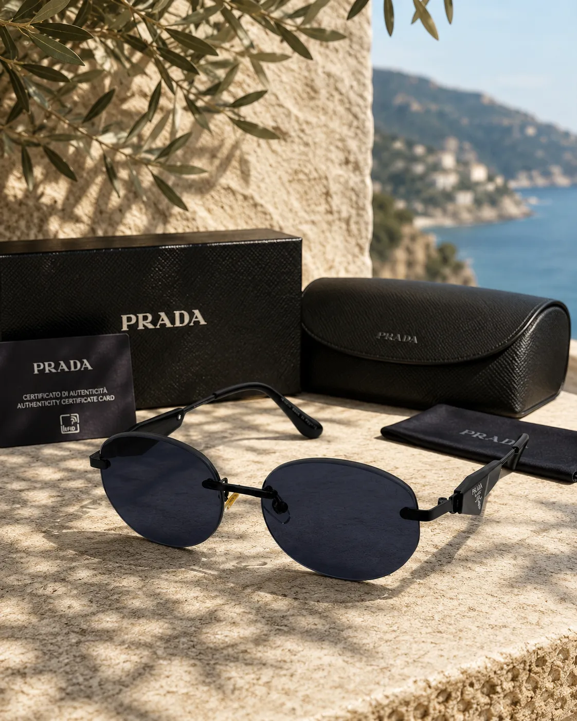Prada Prada Oval Çerçevesiz Füme Güneş Gözlüğü