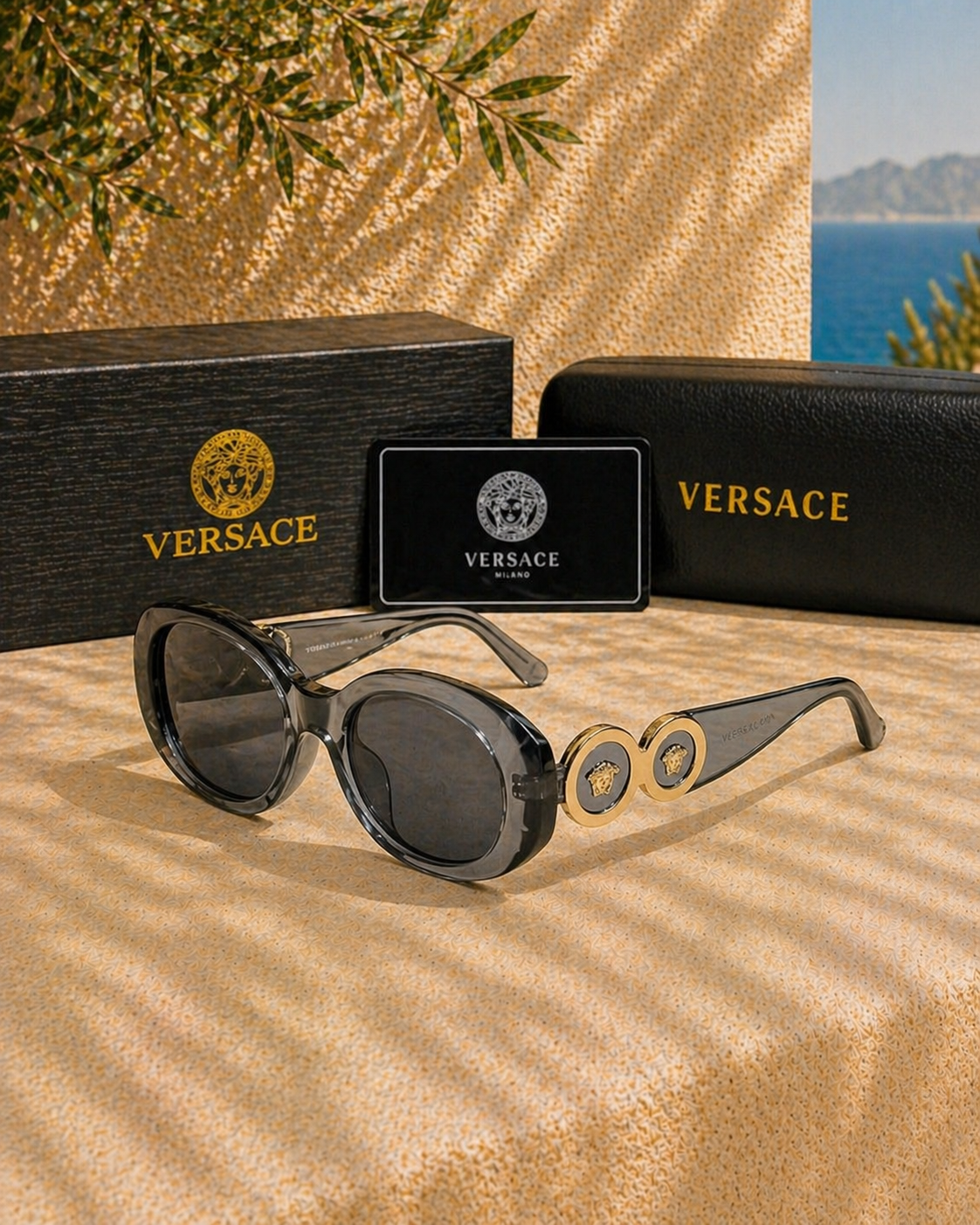 Versace Versace Altın Detaylı Oval Kadın Güneş Gözlüğü