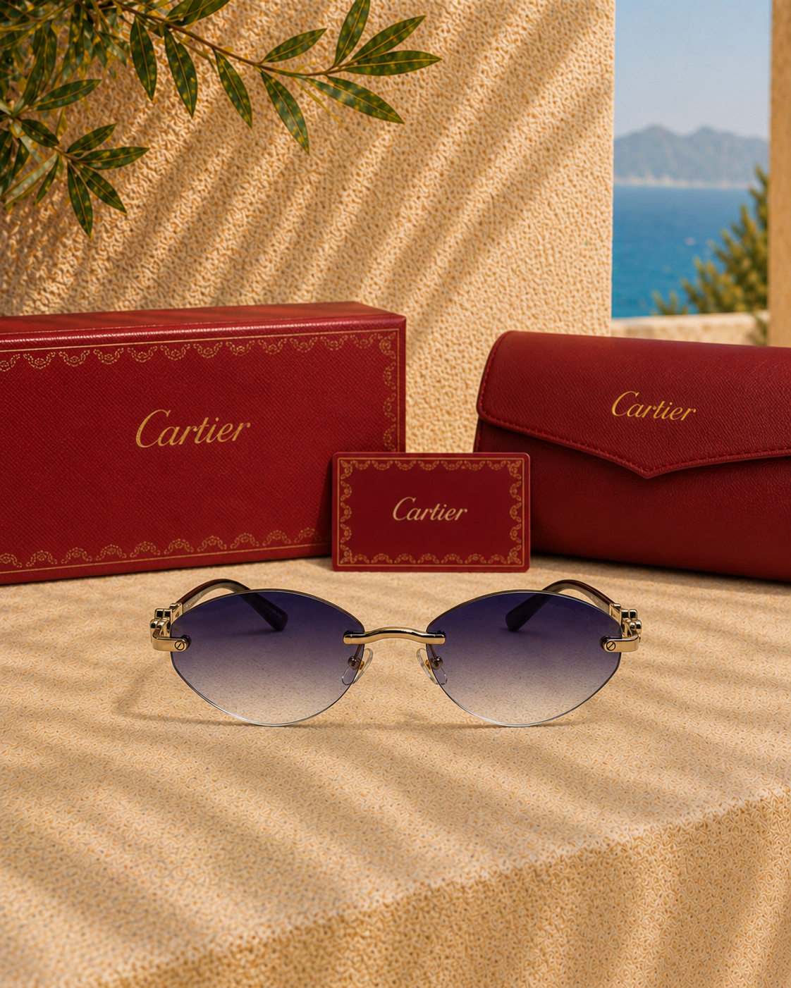 Cartier Panthère de Cartier Rimless Geometrik Unisex Güneş Gözlüğü