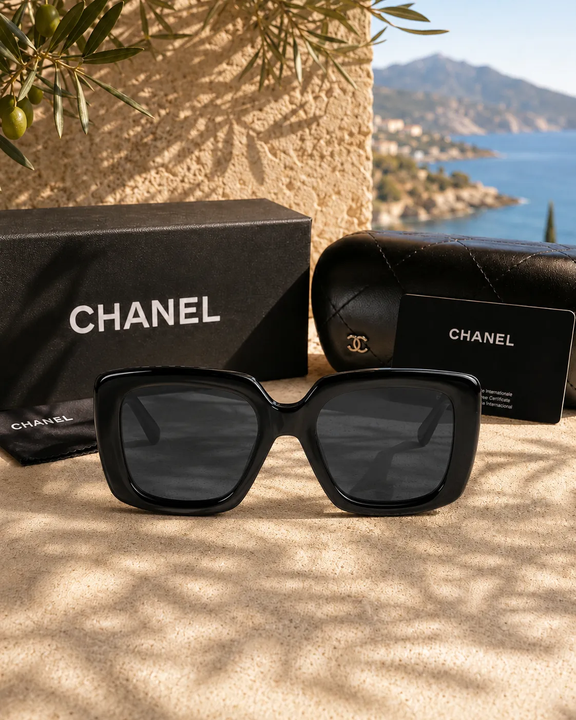 Chanel Chanel Siyah Asetat Kare Kadın Güneş Gözlüğü