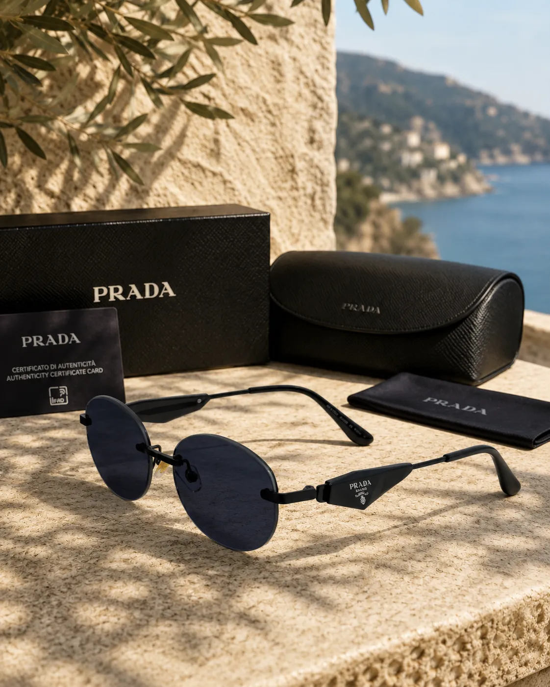 Prada Prada Oval Çerçevesiz Füme Güneş Gözlüğü