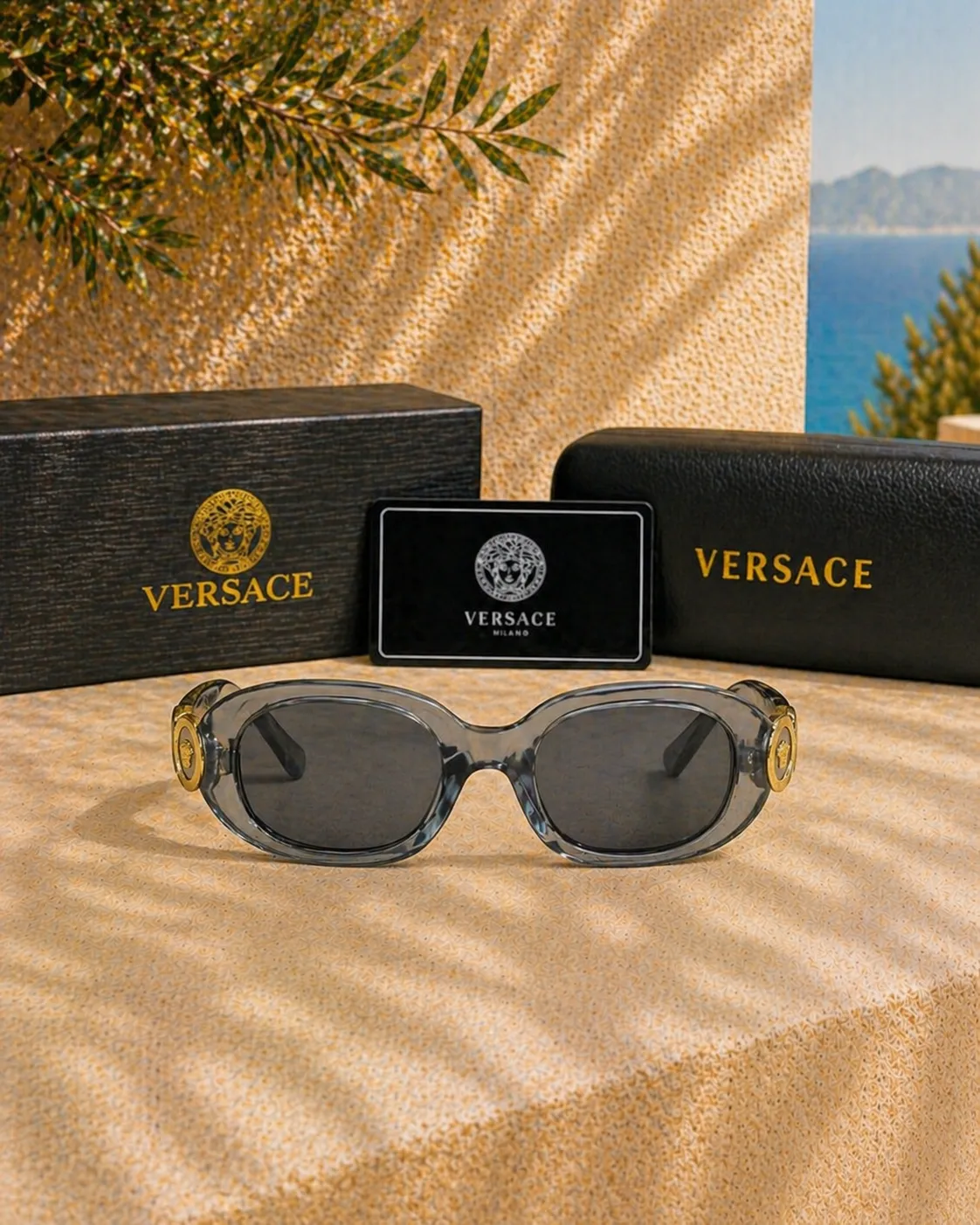Versace Versace Altın Detaylı Oval Kadın Güneş Gözlüğü