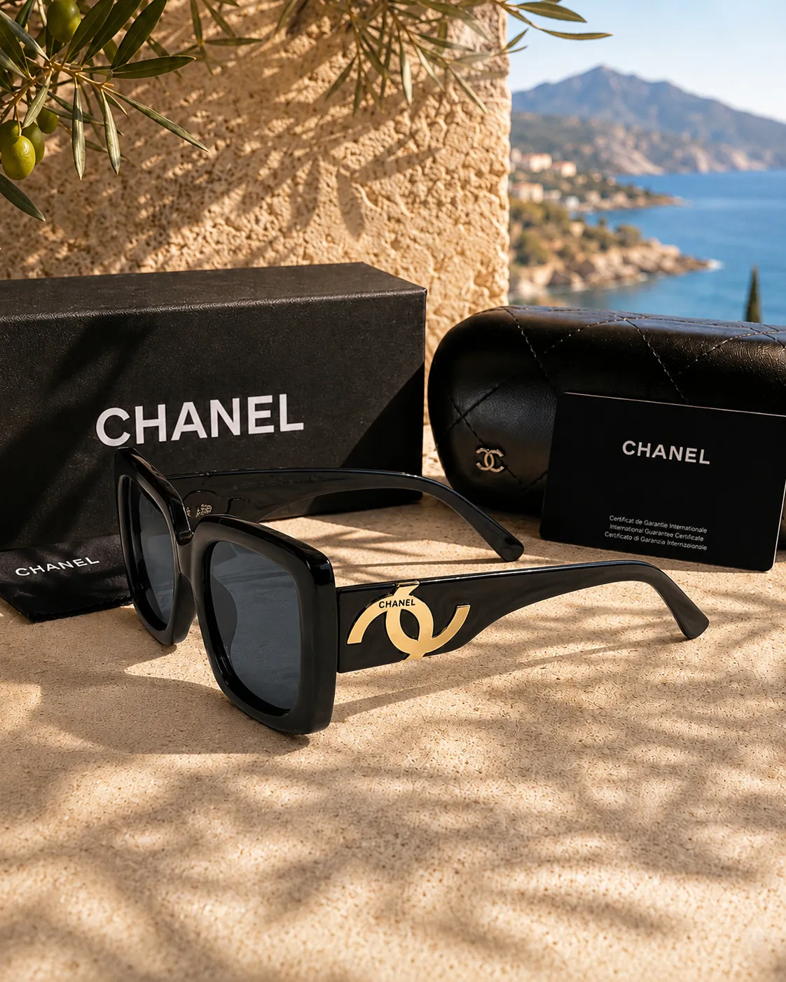 Chanel Chanel Siyah Asetat Kare Kadın Güneş Gözlüğü
