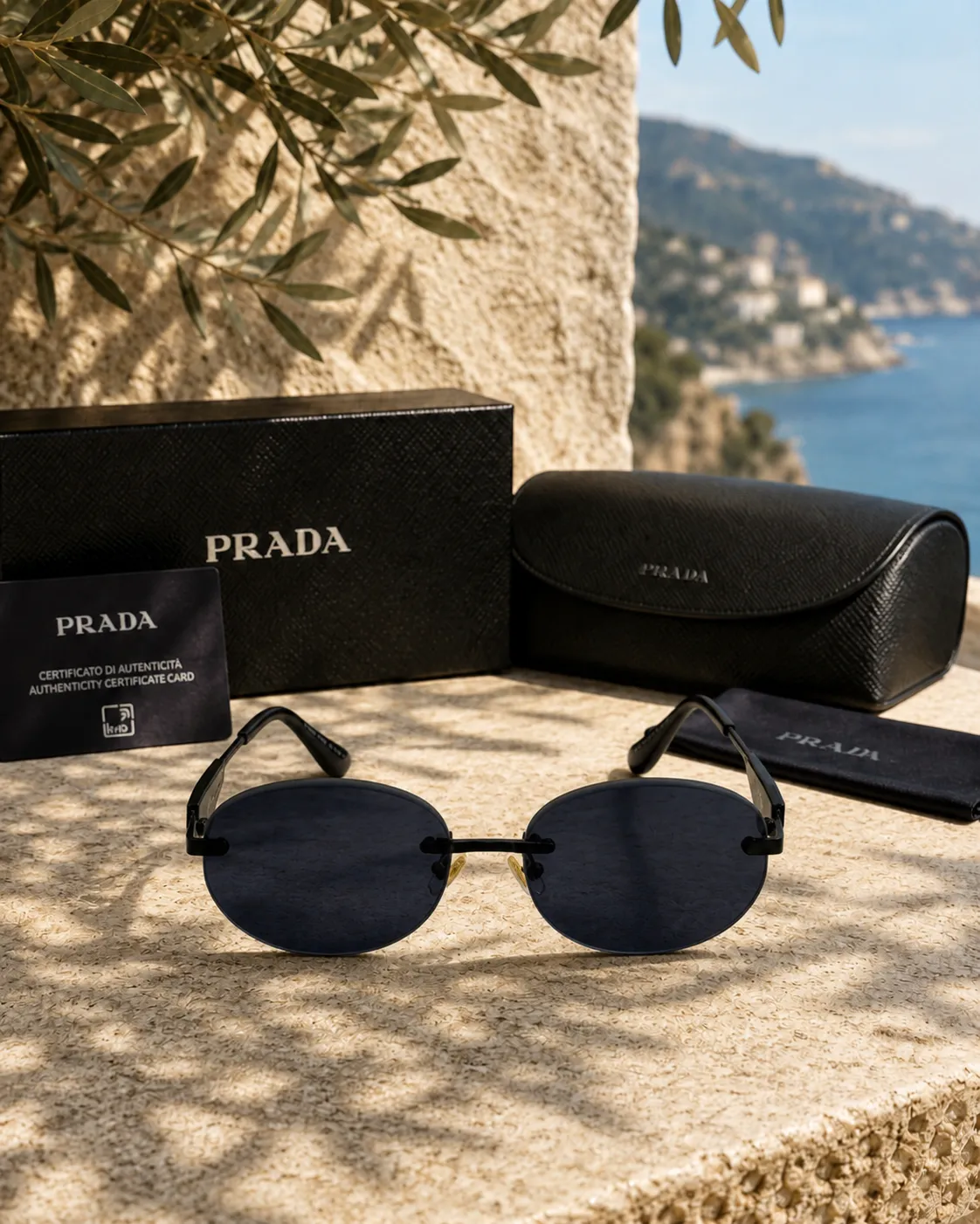 Prada Prada Oval Çerçevesiz Füme Güneş Gözlüğü