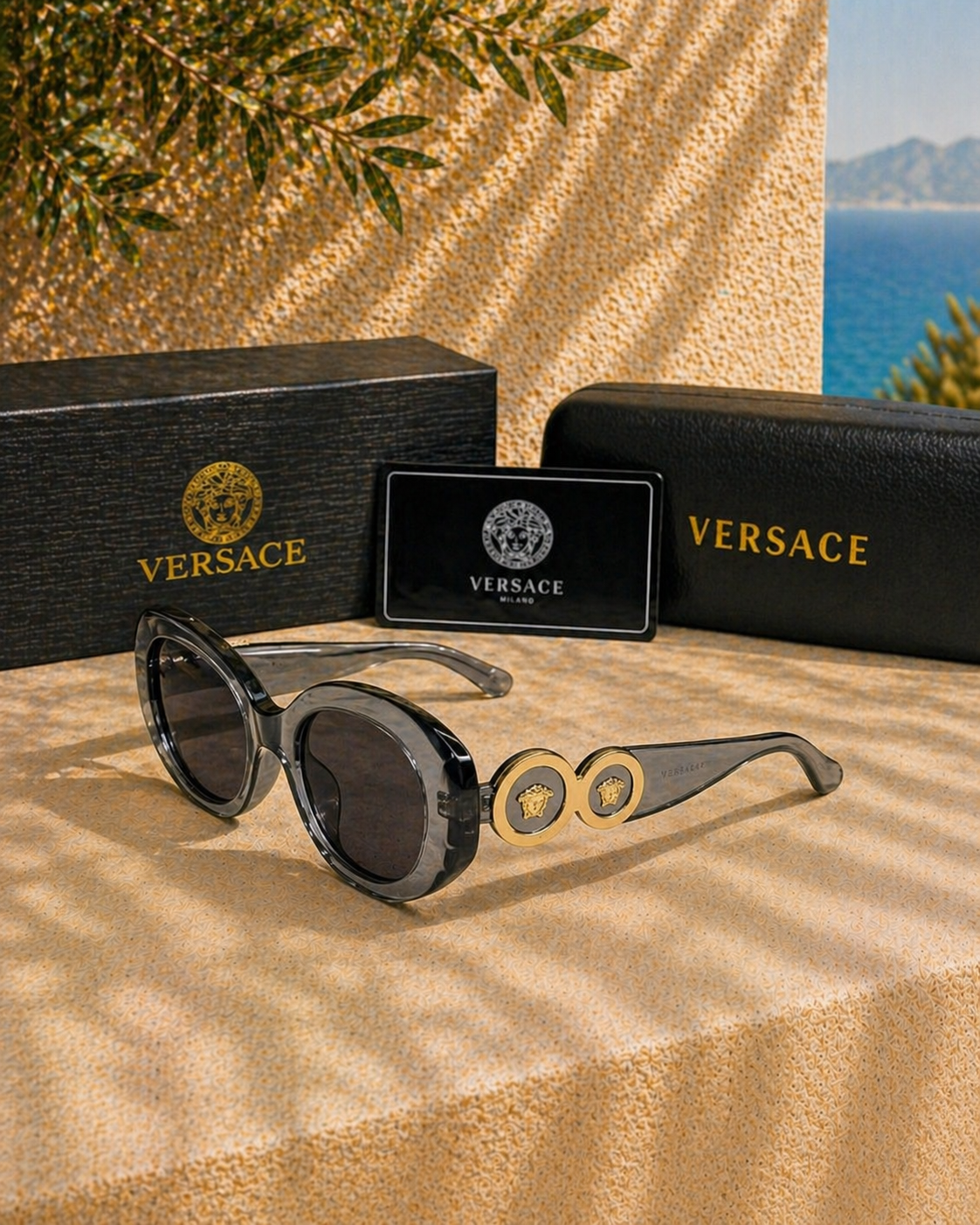 Versace Versace Altın Detaylı Oval Kadın Güneş Gözlüğü