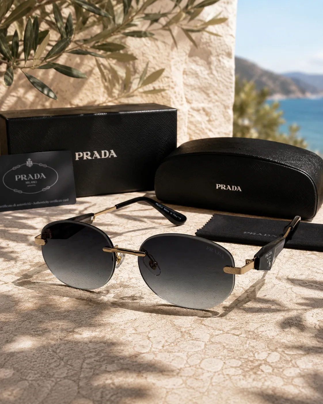 Prada Prada Çerçevesiz Oval Geometrik Kadın Güneş Gözlüğü