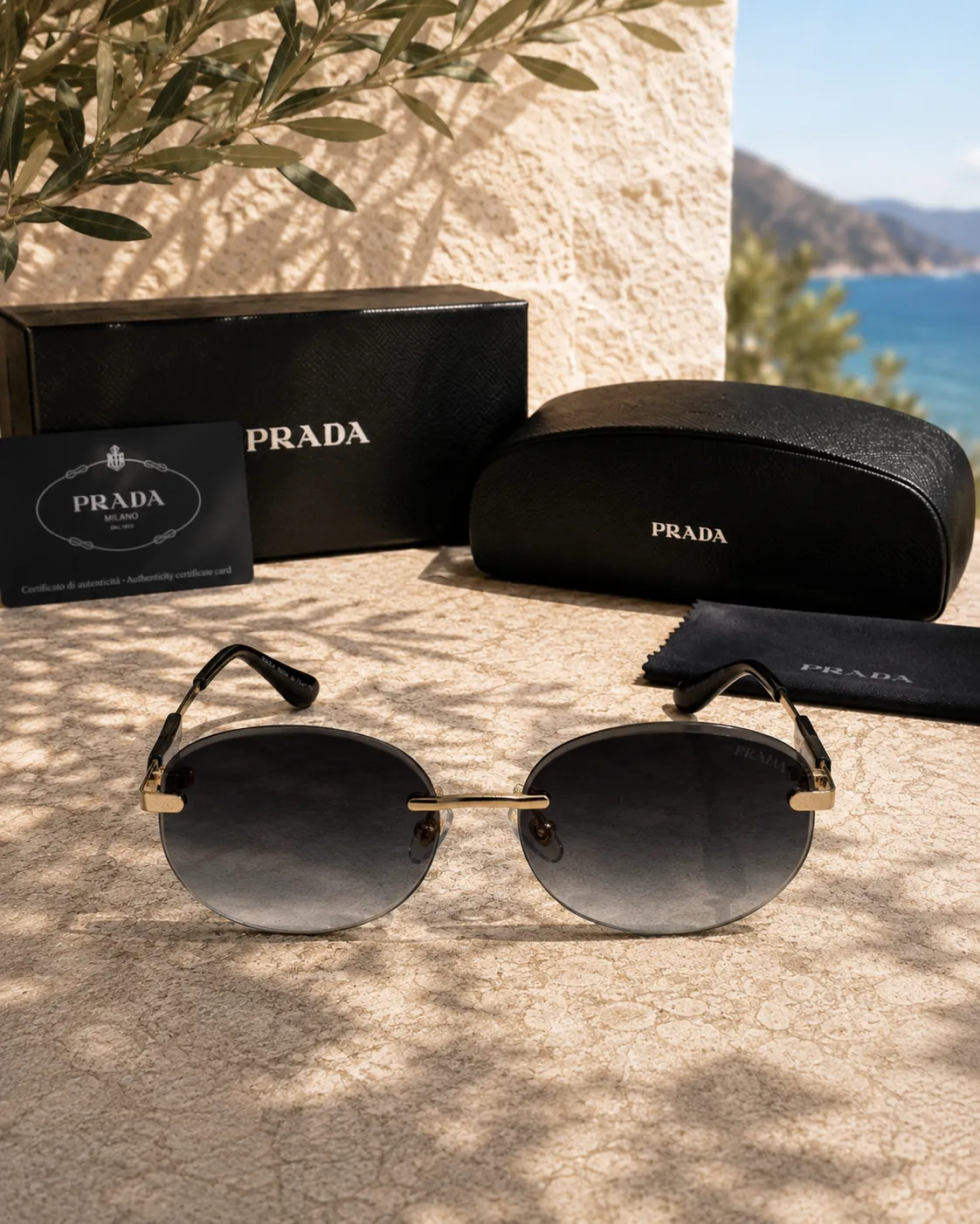 Prada Prada Çerçevesiz Oval Geometrik Kadın Güneş Gözlüğü