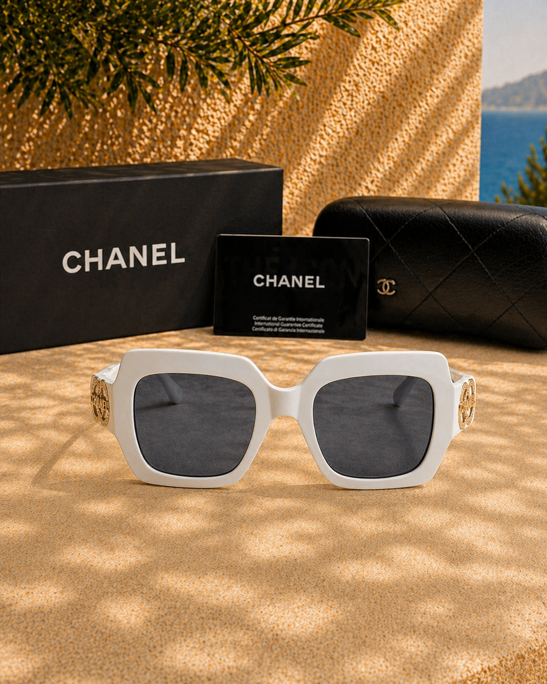 Chanel Chanel Square Sunglasses Beyaz Çerçeveli