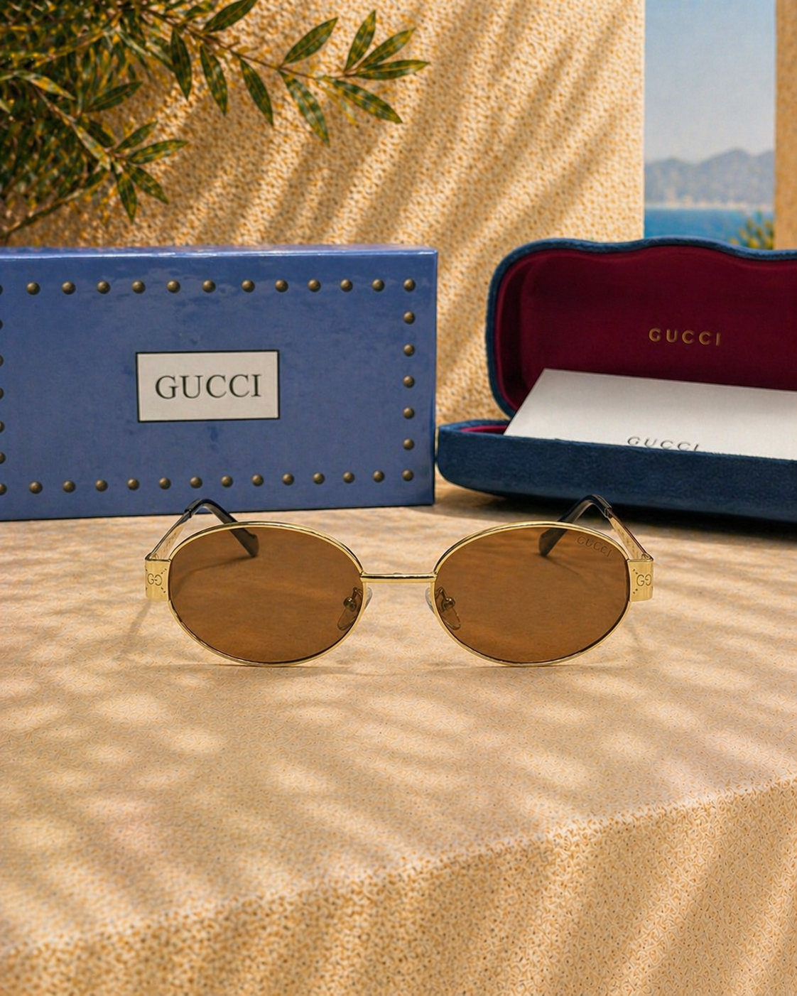 Gucci Gucci GG 1854S 005 Kahverengi Camlı Oval Unisex Güneş Gözlüğü
