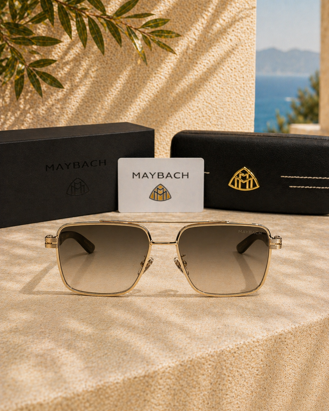 Maybach Altın Metal Çerçeveli Degrade Camlı Lüks Güneş Gözlüğü