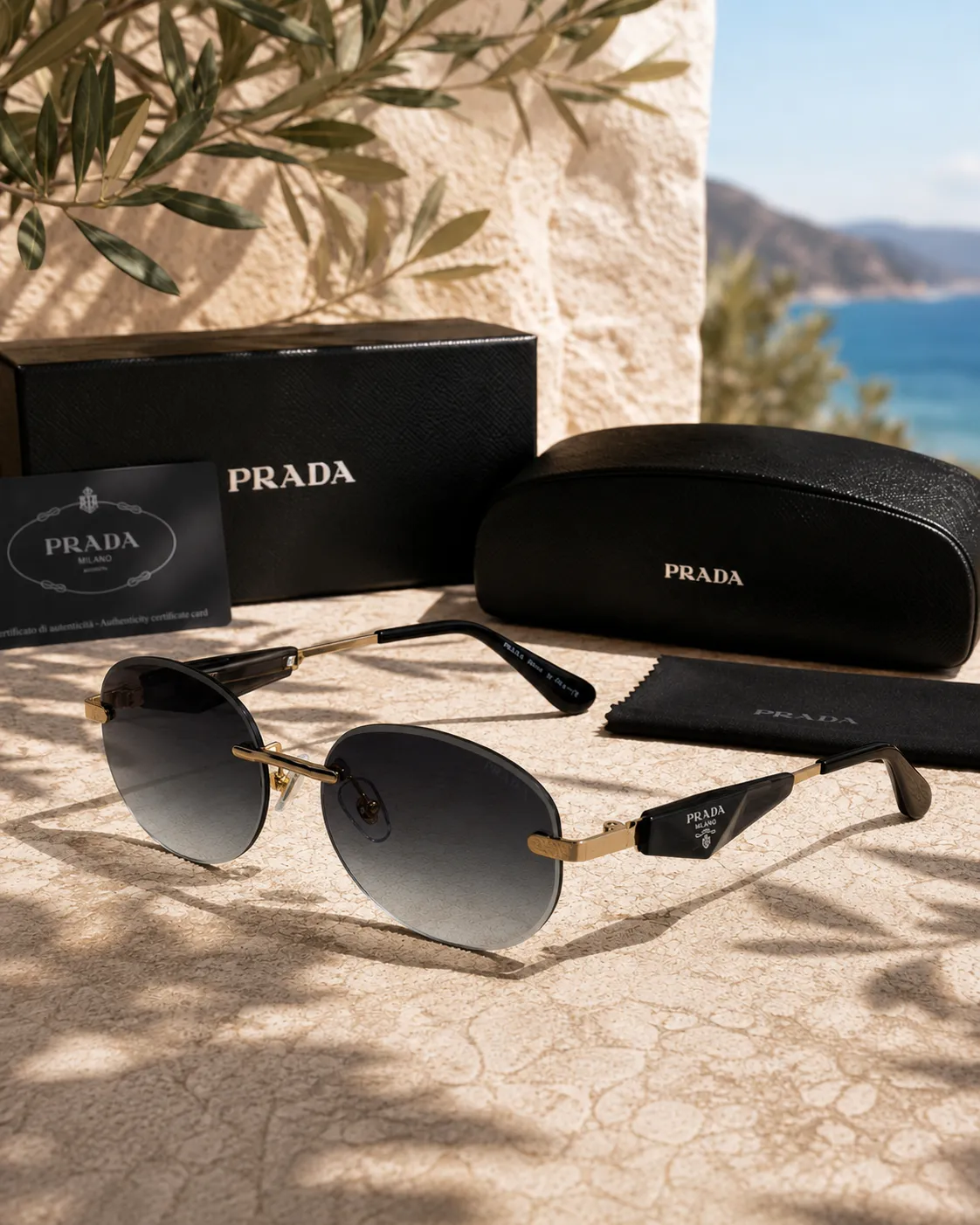 Prada Prada Çerçevesiz Oval Geometrik Kadın Güneş Gözlüğü