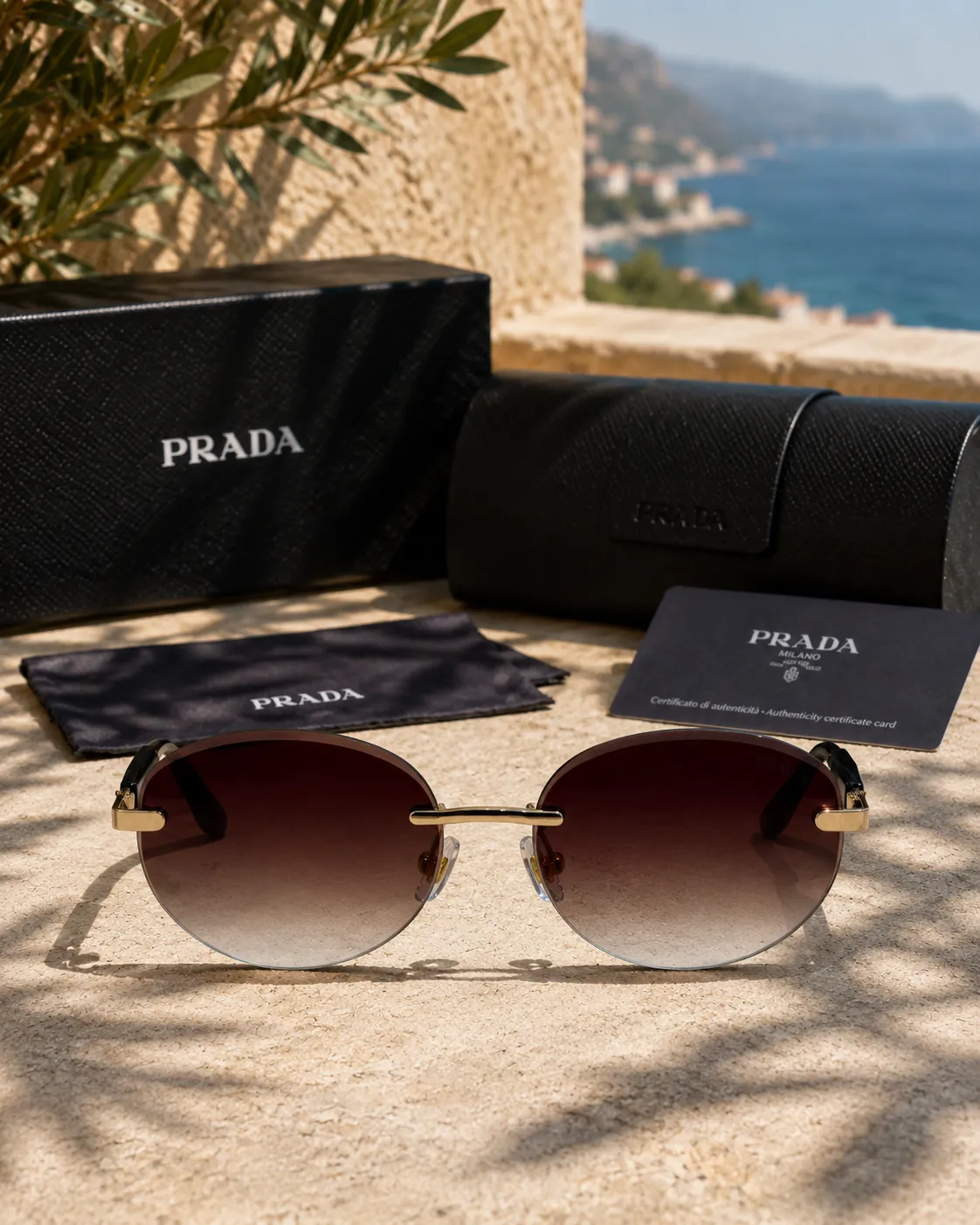 Prada Prada Çerçevesiz Kahverengi Degrade Güneş Gözlüğü
