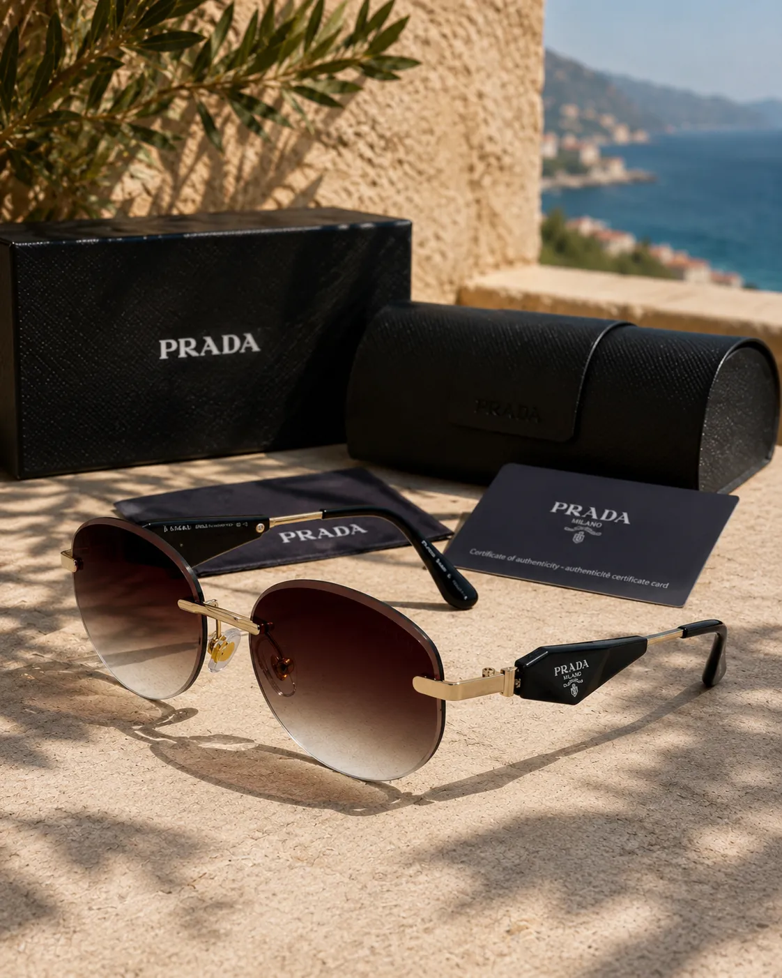Prada Prada Çerçevesiz Kahverengi Degrade Güneş Gözlüğü