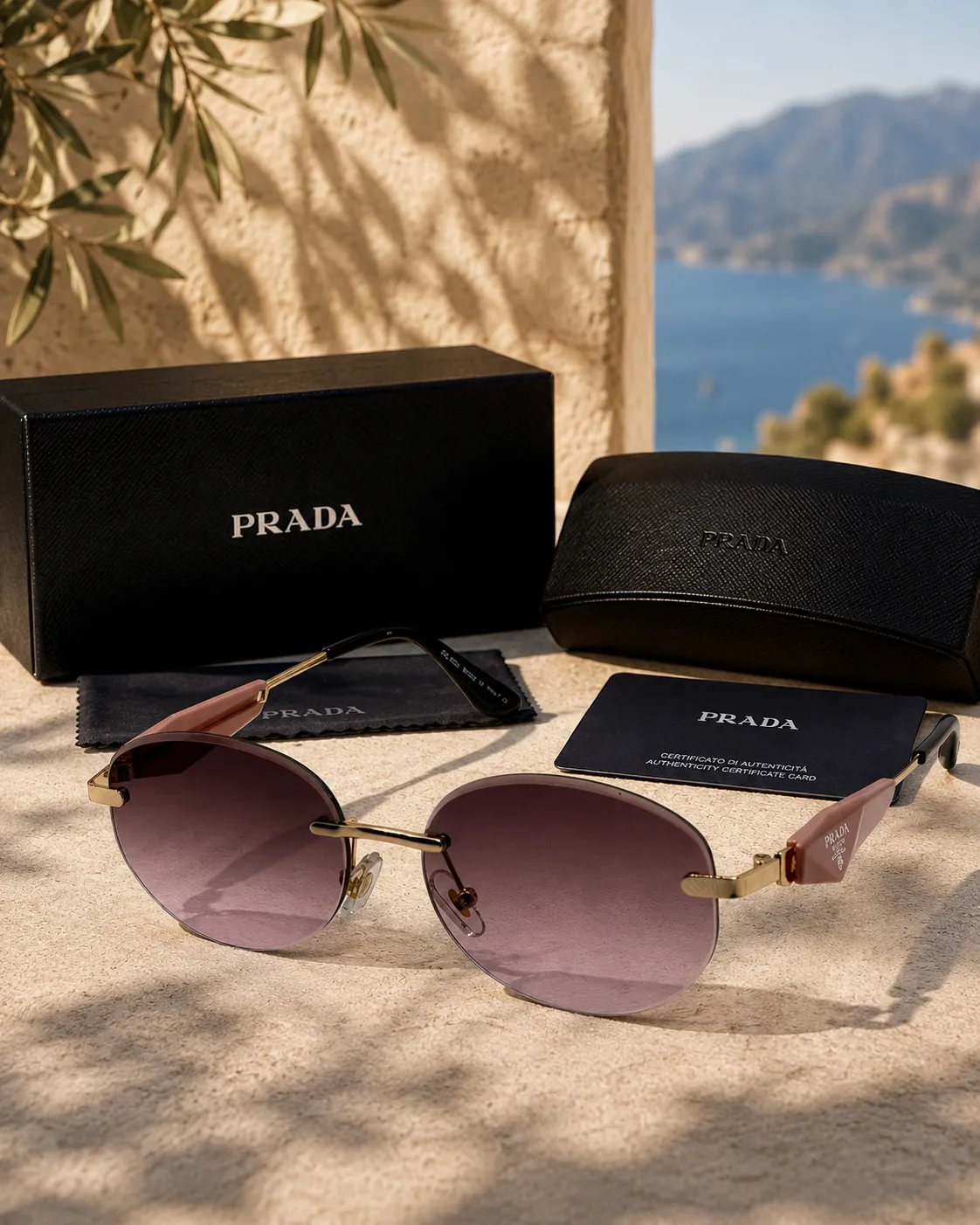 Prada Prada Çerçevesiz Mor Kahve Degrade Kadın Güneş Gözlüğü