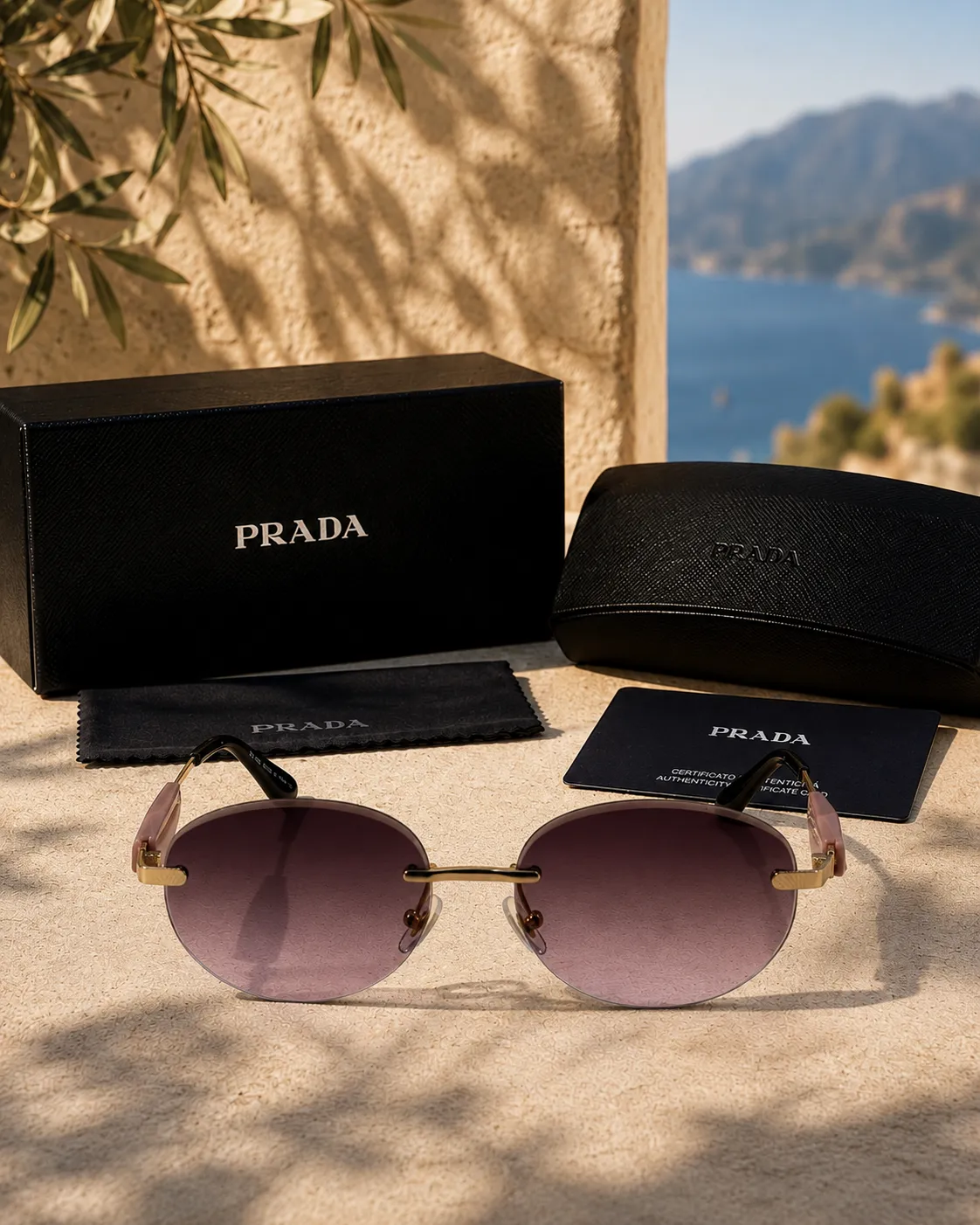 Prada Prada Çerçevesiz Mor Kahve Degrade Kadın Güneş Gözlüğü