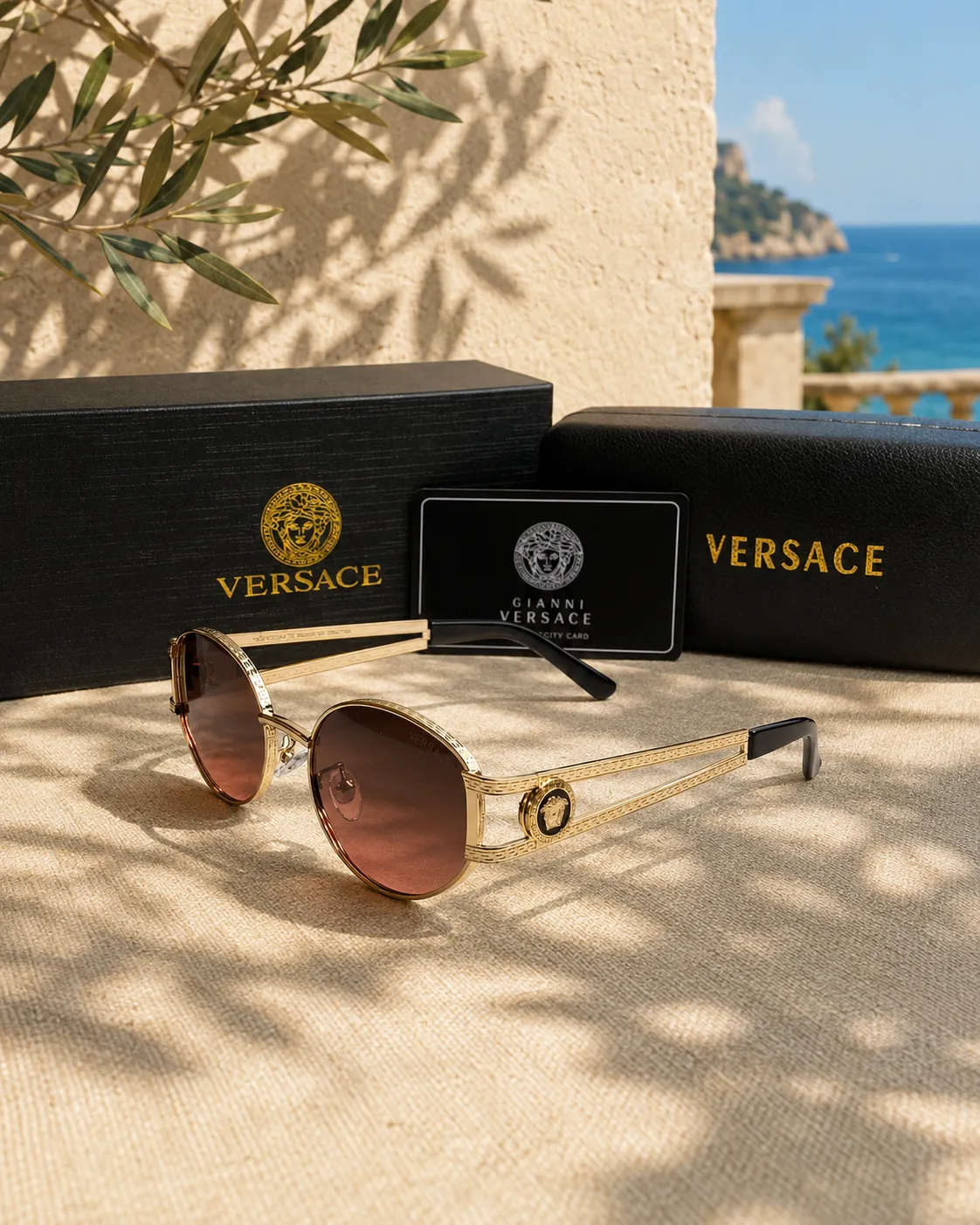 Versace Gianni Versace Medusa Logolu Vintage Oval Gold Güneş Gözlüğü