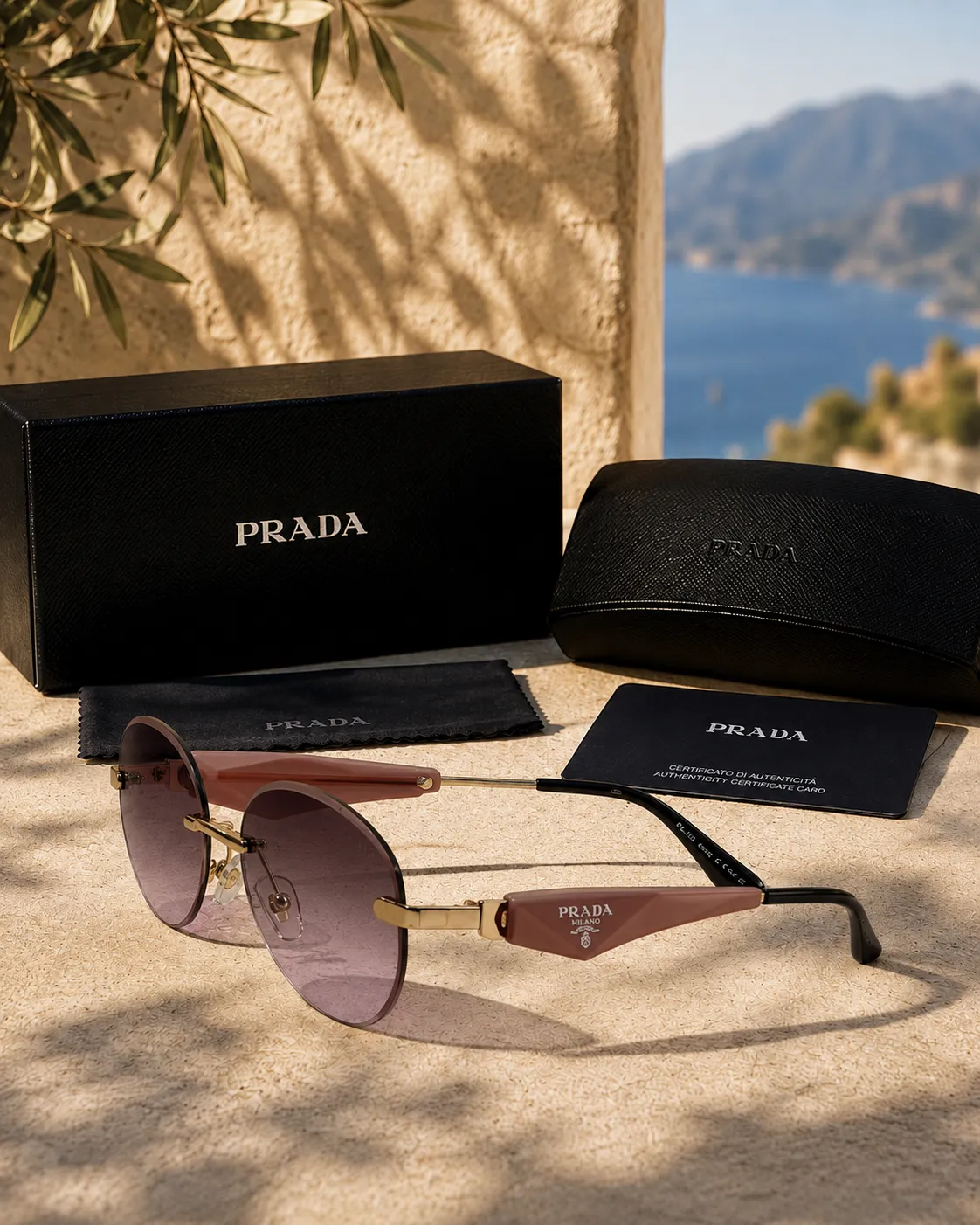 Prada Prada Çerçevesiz Mor Kahve Degrade Kadın Güneş Gözlüğü