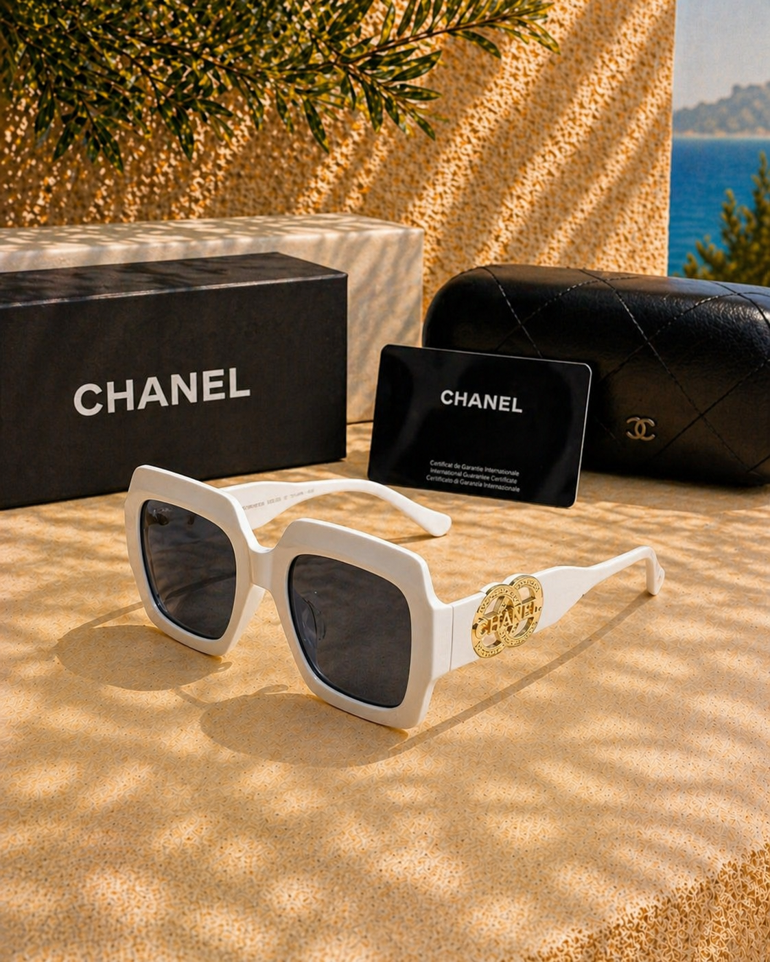 Chanel Chanel Square Sunglasses Beyaz Çerçeveli