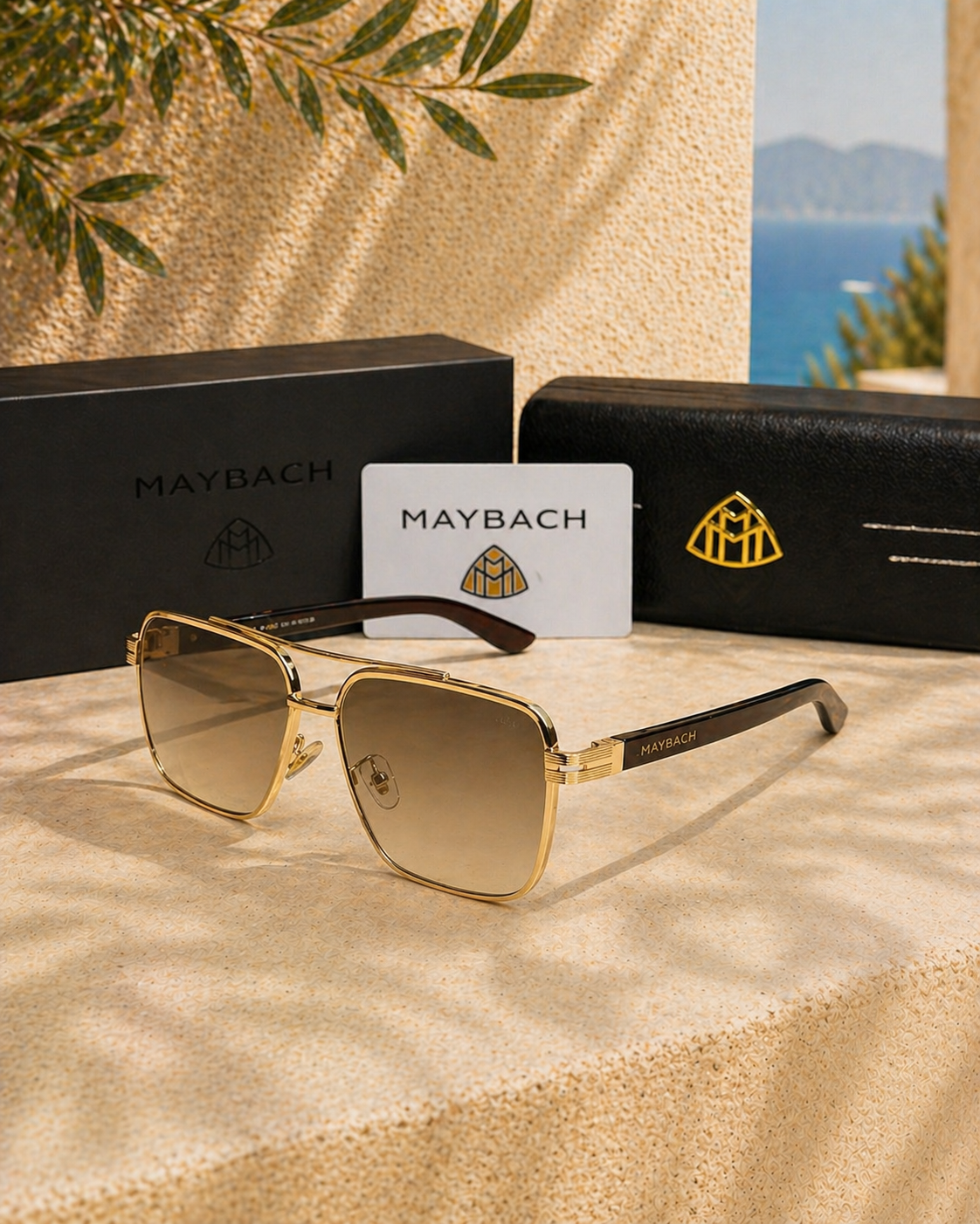 Mybach Maybach Altın Metal Çerçeveli Degrade Camlı Lüks Güneş Gözlüğü