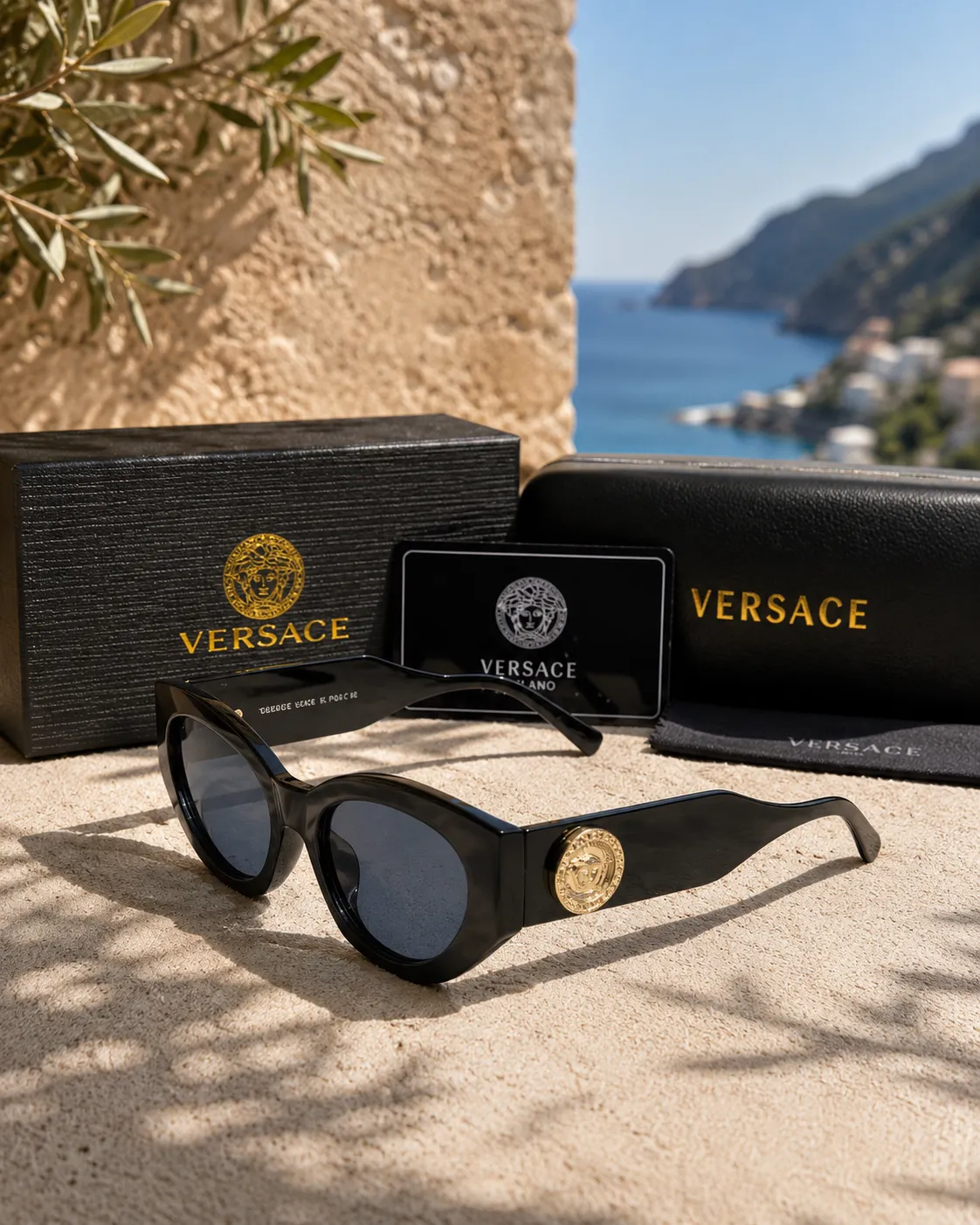 Versace Versace Medusa Detaylı Siyah Asetat Kadın Güneş Gözlüğü