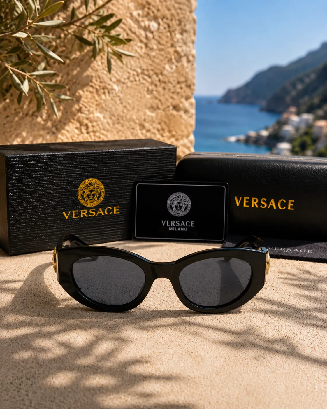Versace Versace Medusa Detaylı Siyah Asetat Kadın Güneş Gözlüğü