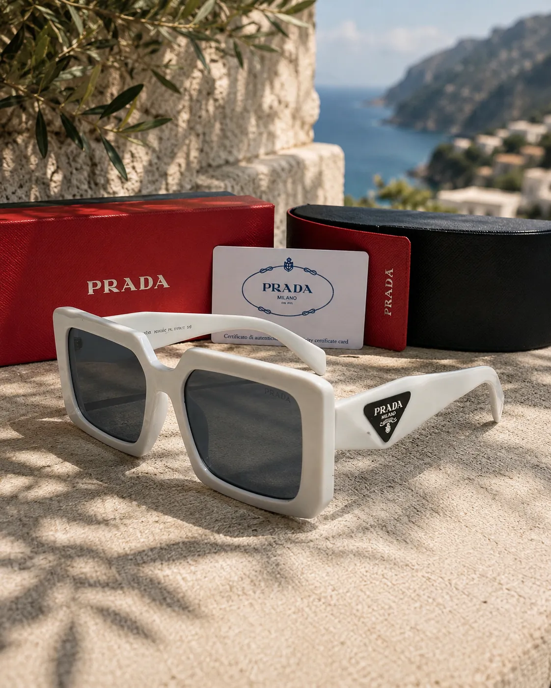 Prada Prada Symbole Beyaz Kalın Asetat Kadın Güneş Gözlüğü