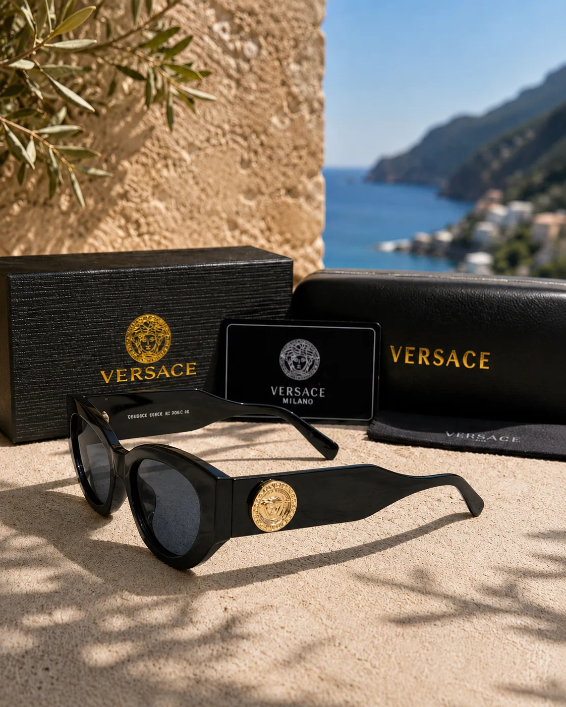 Versace Versace Medusa Detaylı Siyah Asetat Kadın Güneş Gözlüğü