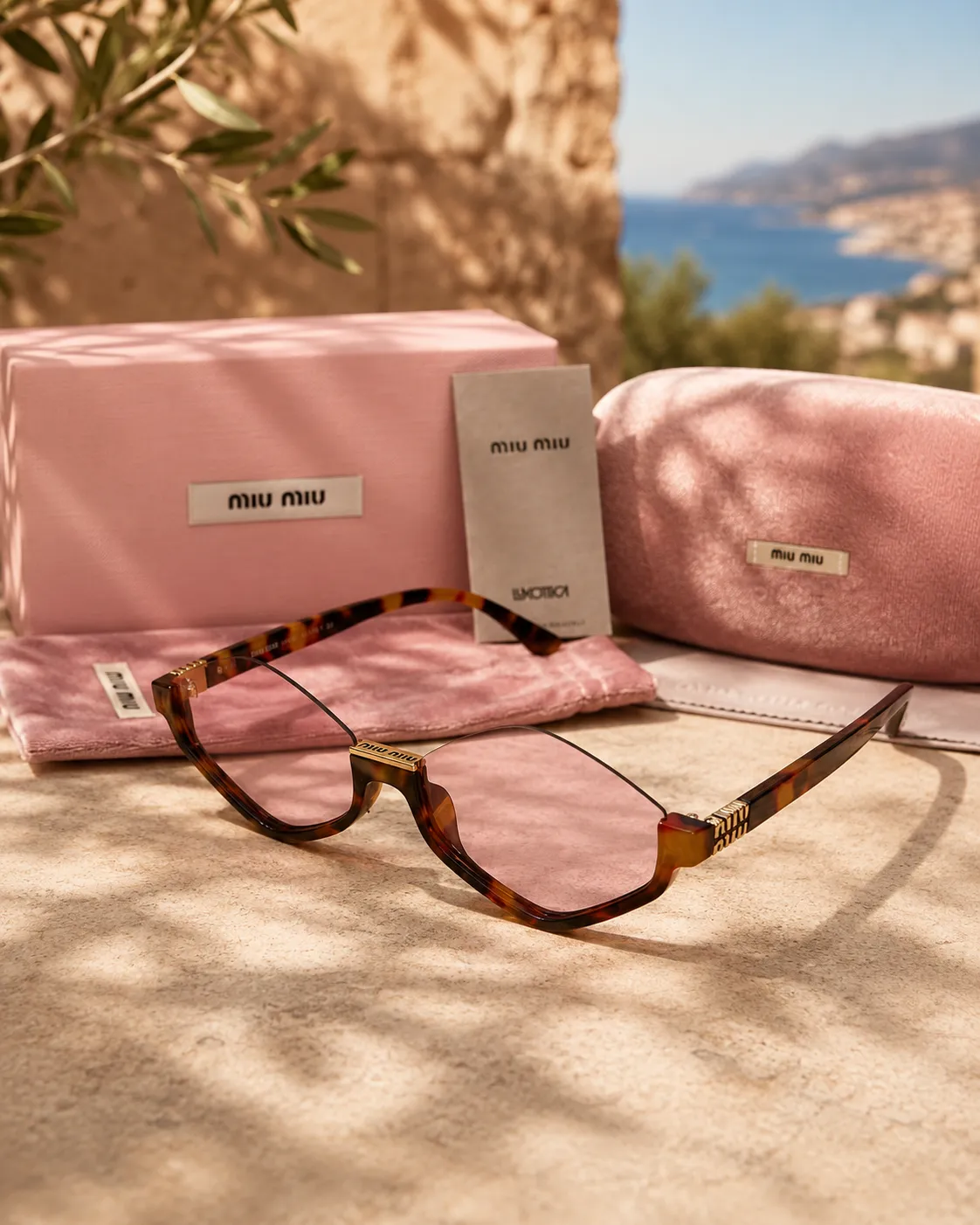 Miu Miu Miu Miu Cat-Eye Havana Pembe Lens Kadın Güneş Gözlüğü
