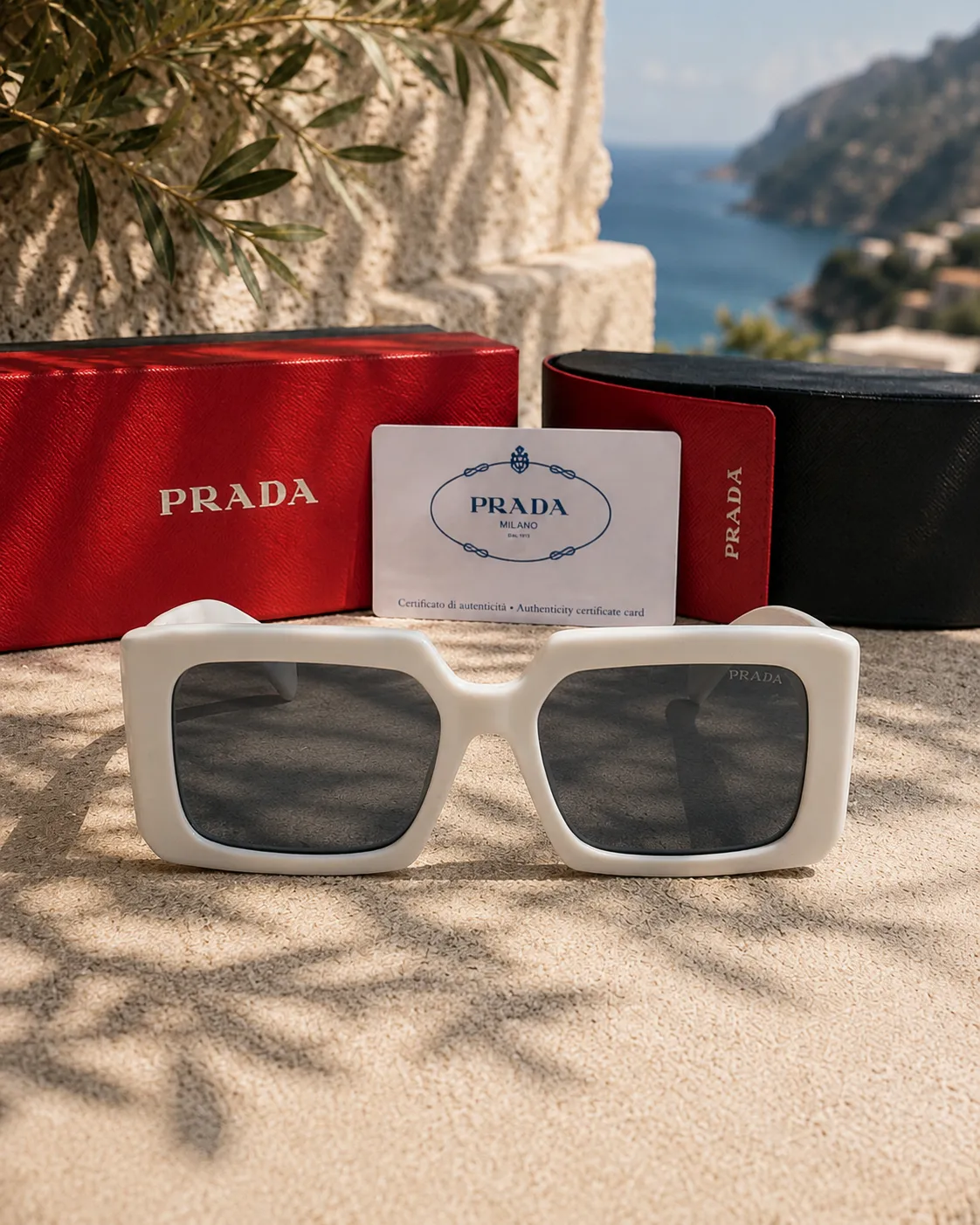 Prada Prada Symbole Beyaz Kalın Asetat Kadın Güneş Gözlüğü