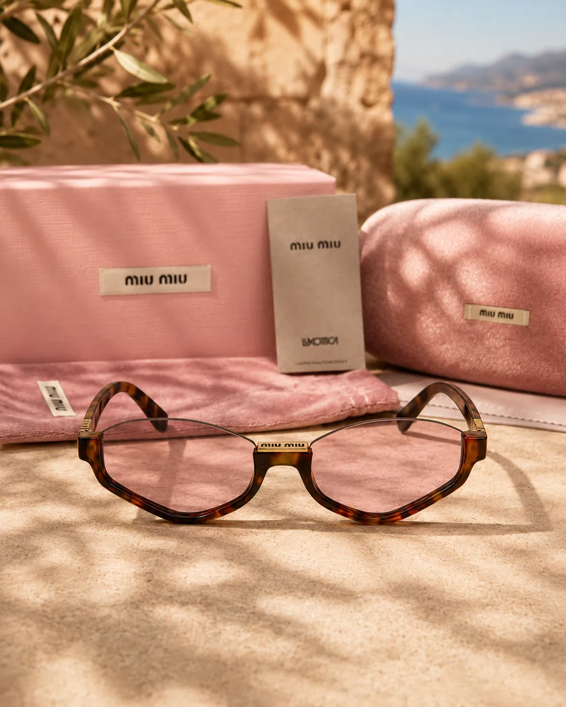 Miu Miu Miu Miu Cat-Eye Havana Pembe Lens Kadın Güneş Gözlüğü