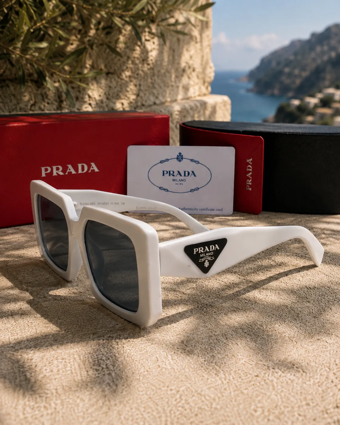 Prada Prada Symbole Beyaz Kalın Asetat Kadın Güneş Gözlüğü
