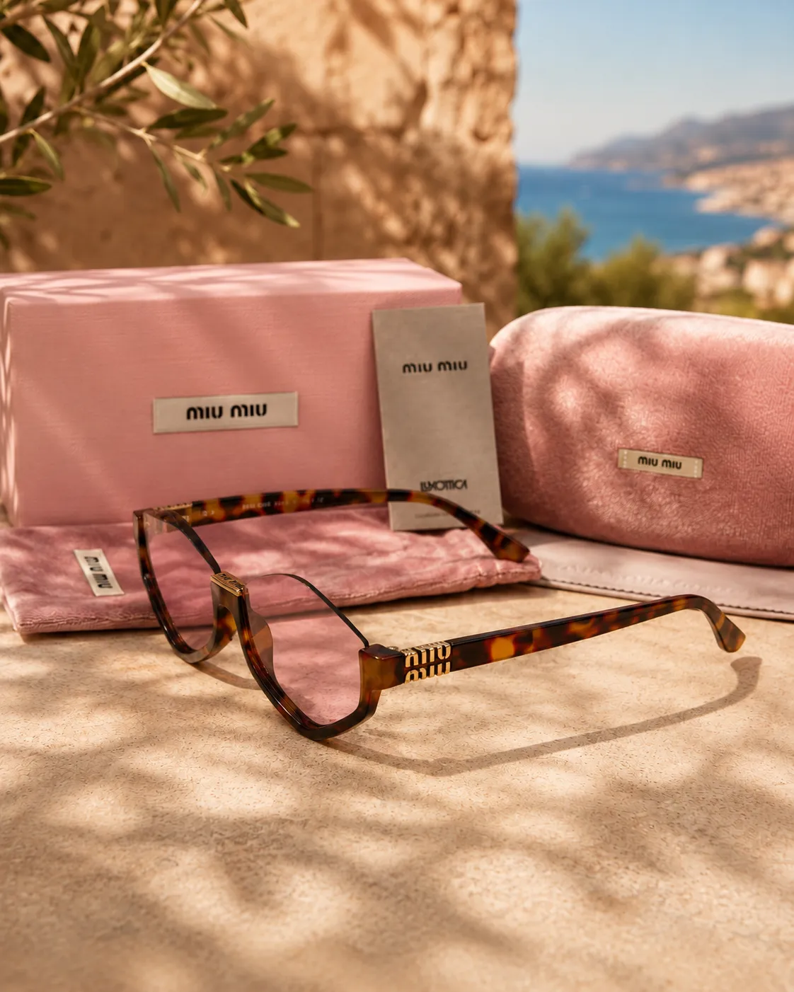 Miu Miu Miu Miu Cat-Eye Havana Pembe Lens Kadın Güneş Gözlüğü