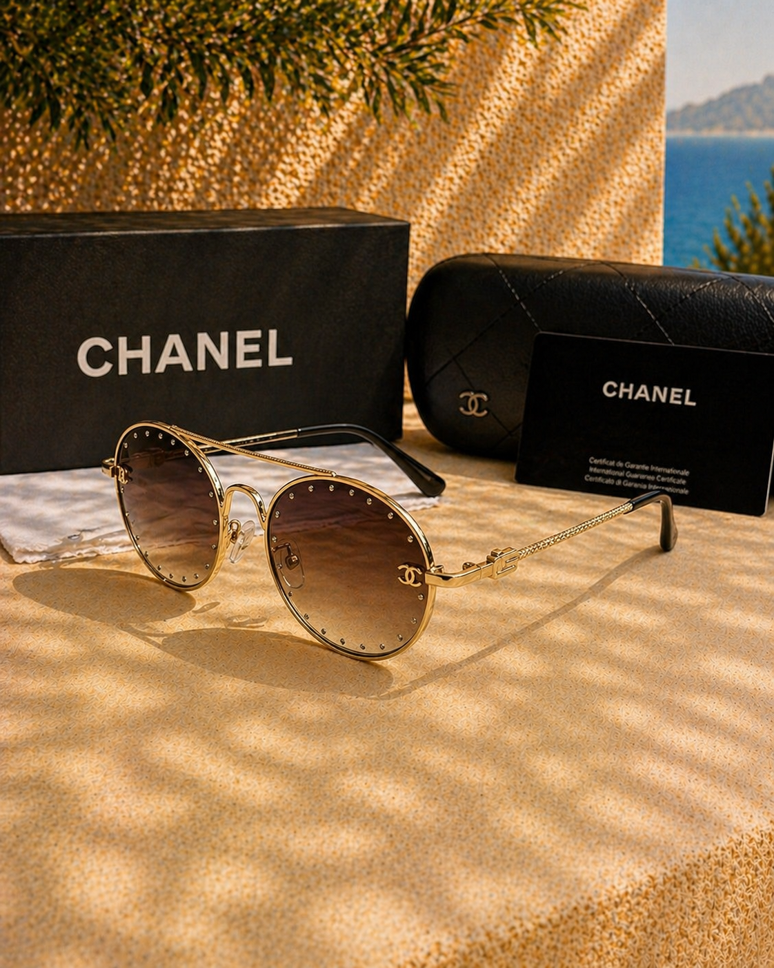 Chanel Taş Detaylı Retro Kadın Güneş Gözlüğü