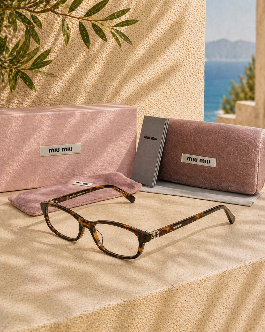 Miu Miu Miu Miu Kaplumbağa Kabuğu Desenli Kadın Gözlük Çerçevesi