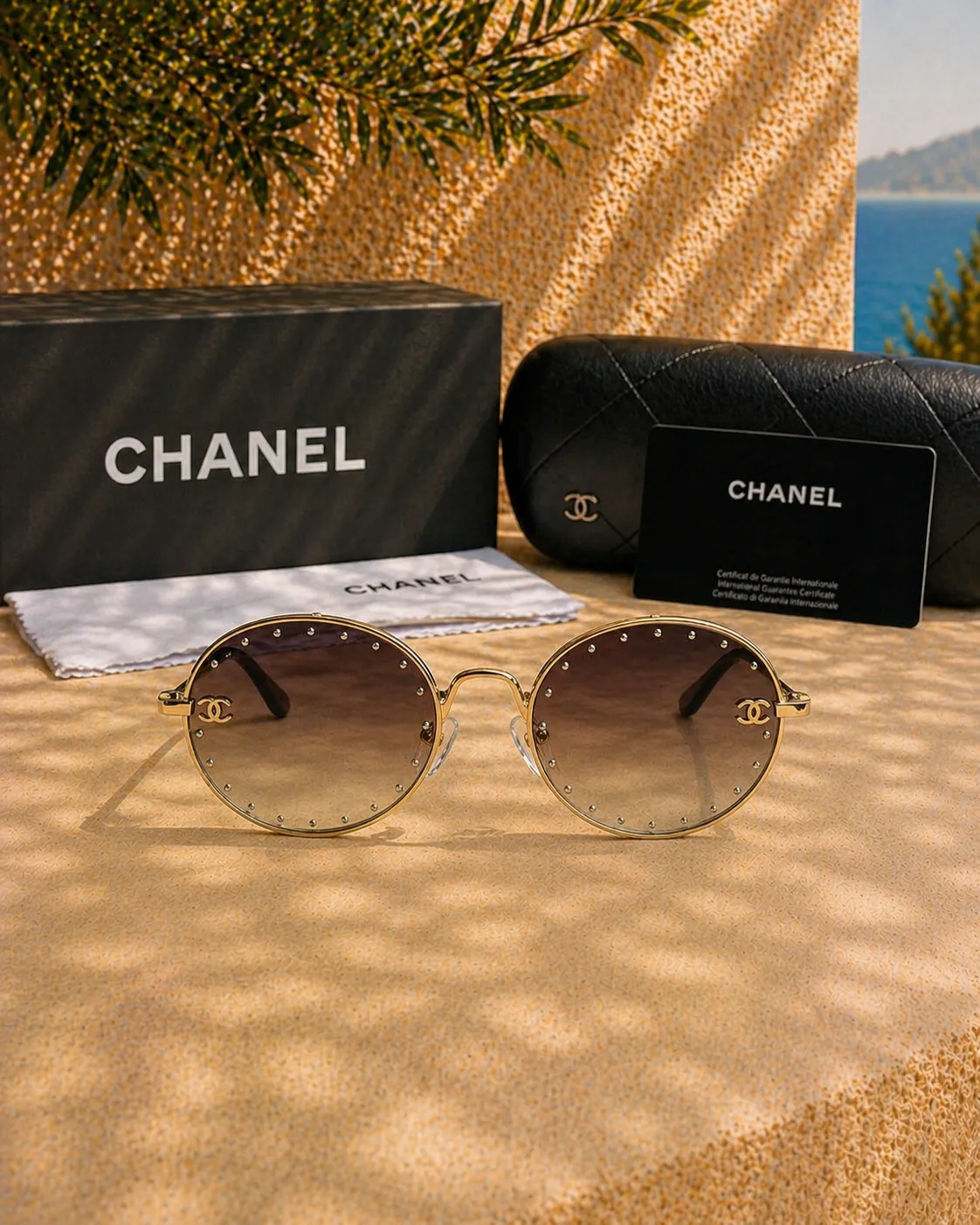 Chanel Chanel Taş Detaylı Retro Kadın Güneş Gözlüğü