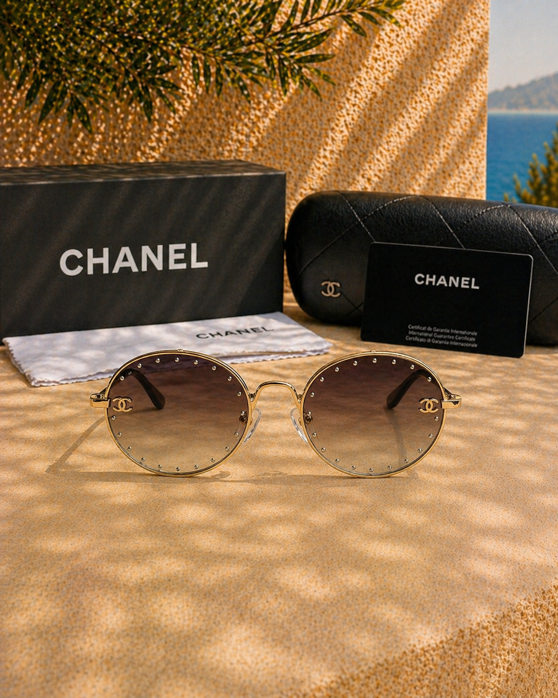 Chanel Chanel Taş Detaylı Retro Kadın Güneş Gözlüğü