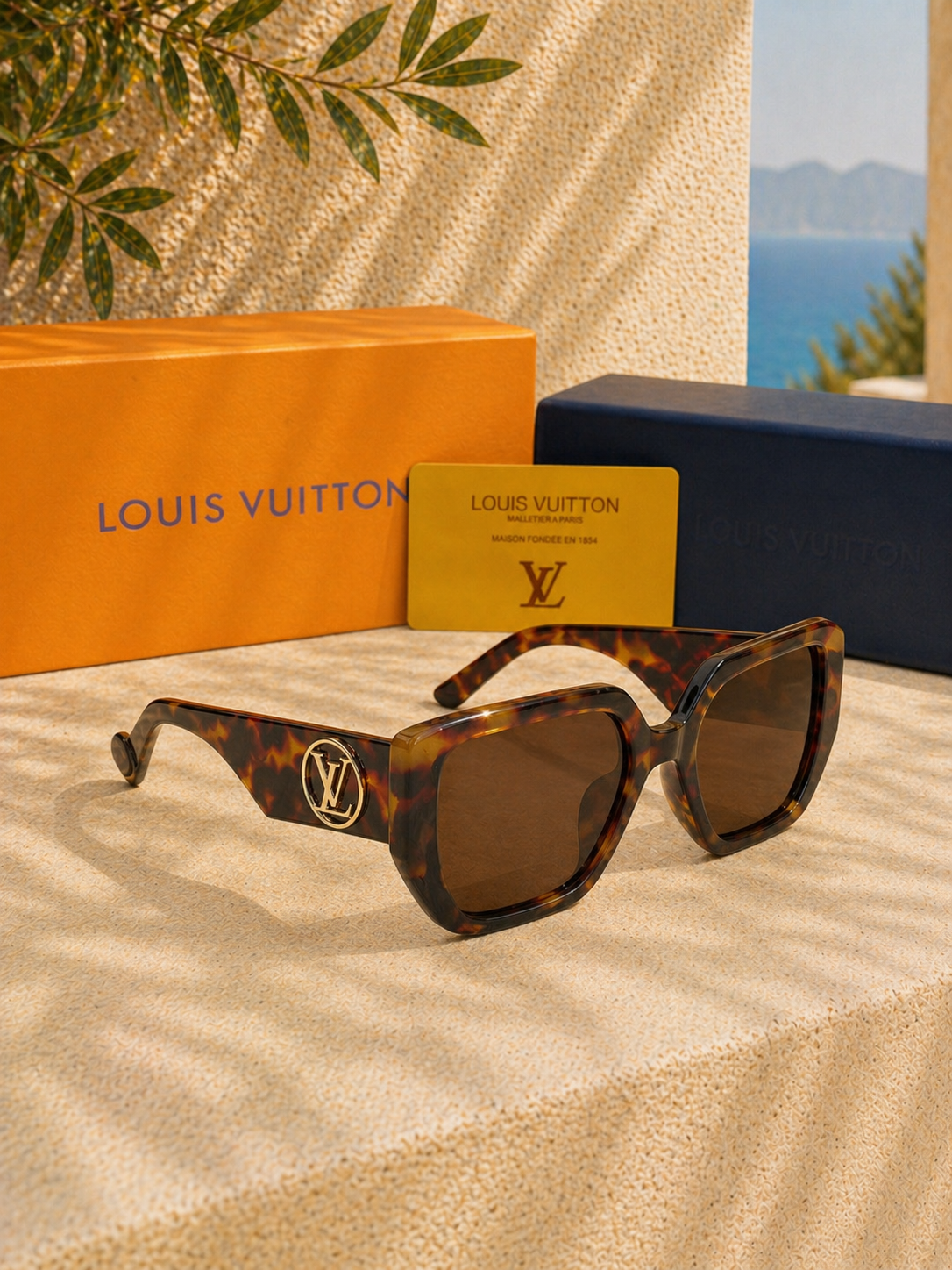 Louis Vuitton Louis Vuitton LV Logolu Tortoise Kadın Güneş Gözlüğü