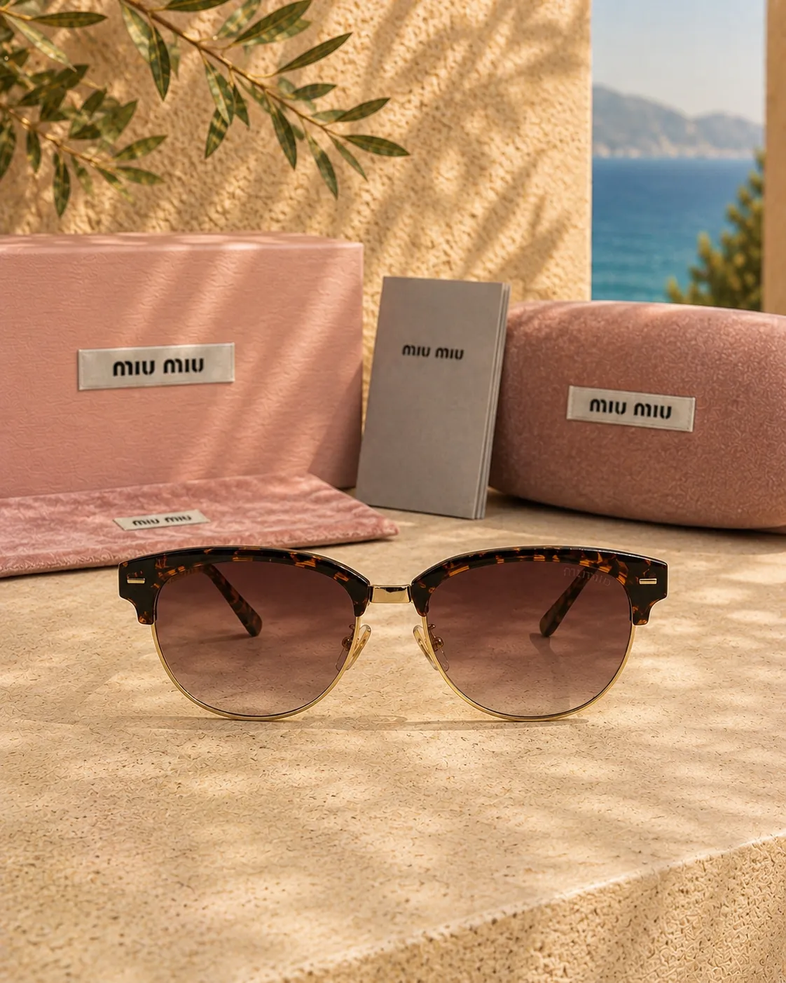 Miu Miu Miu Miu MU 09ZS Clubmaster Tortoiseshell Kadın Güneş Gözlüğü