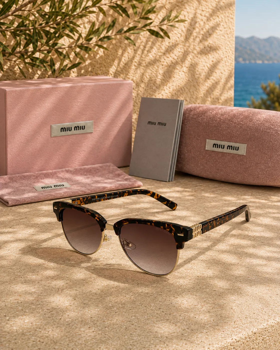 Miu Miu Miu Miu MU 09ZS Clubmaster Tortoiseshell Kadın Güneş Gözlüğü
