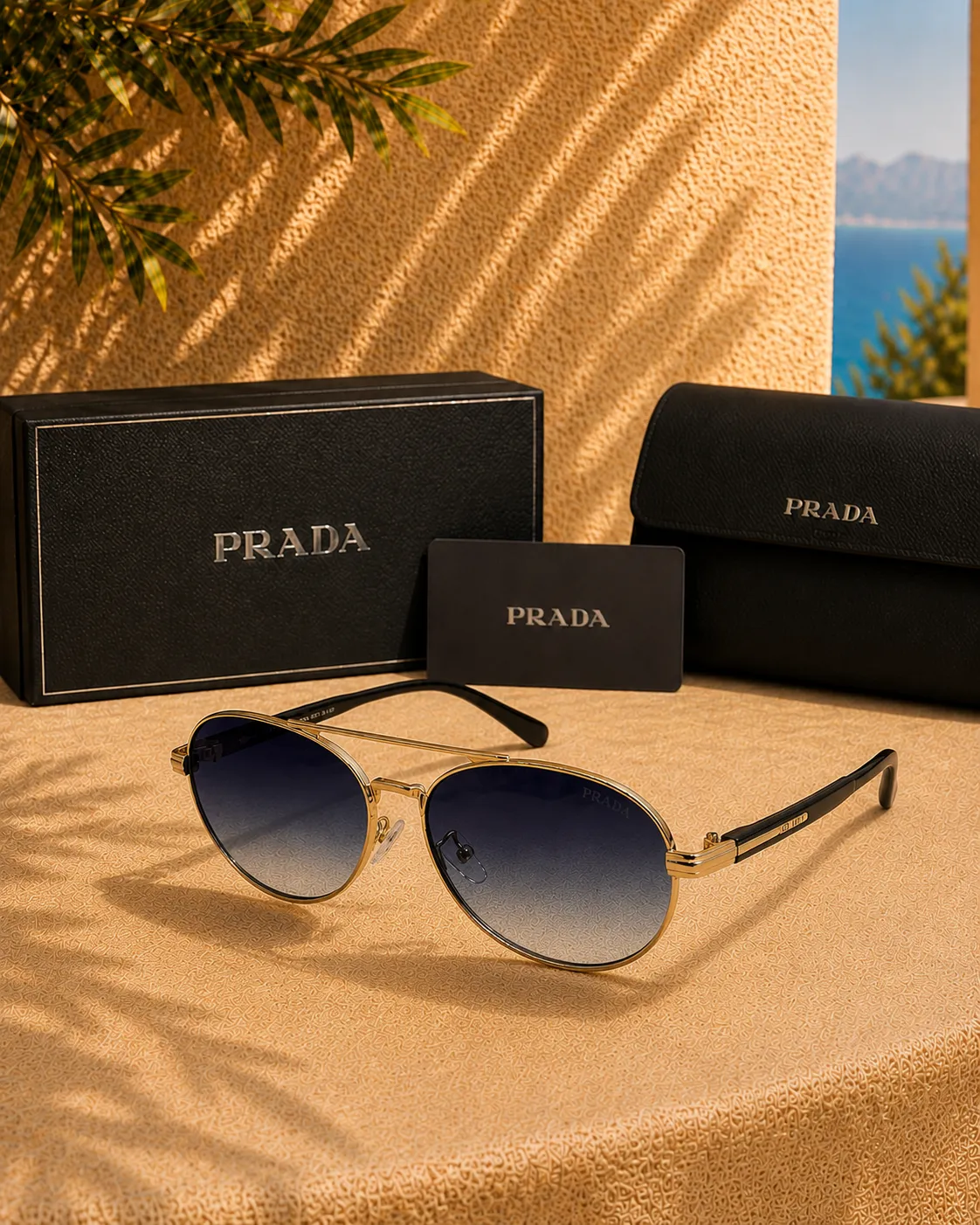 Prada Prada PR 73ZS Pale Gold Aviator Üniseks Güneş Gözlüğü